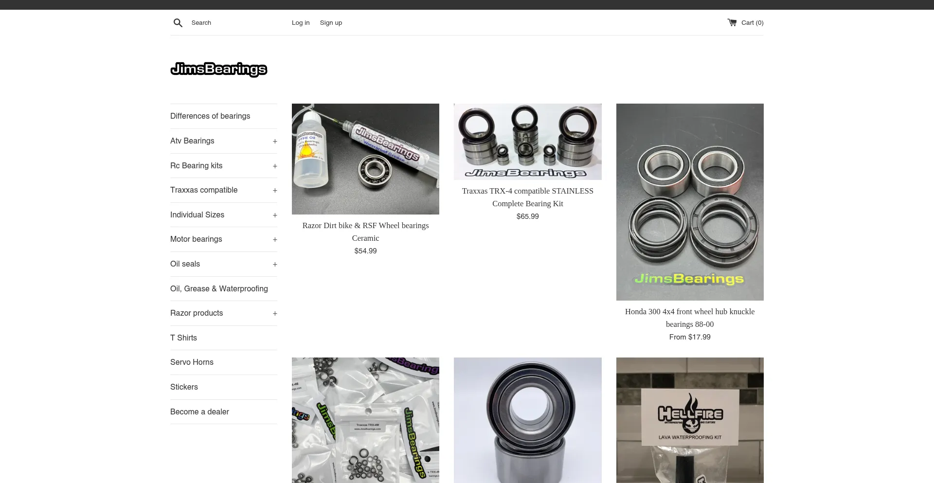 Website screenshot of Jimsbearings.com