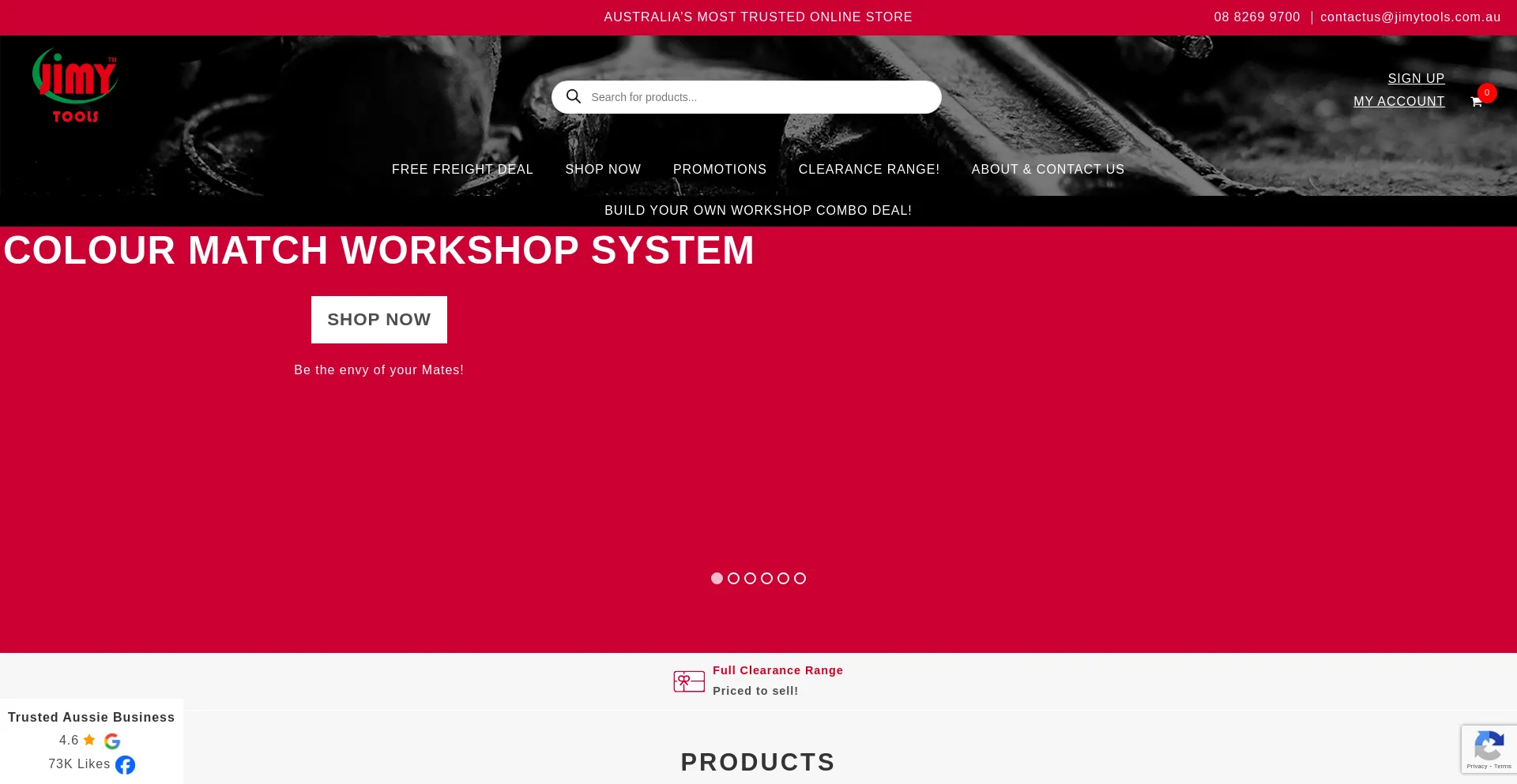 Website screenshot of Jimytools.com.au