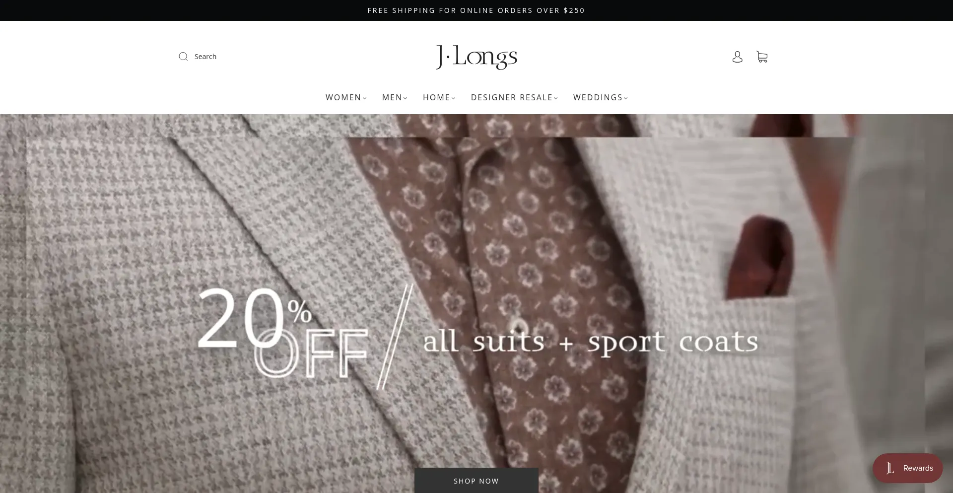 Website screenshot of Jlongs.com