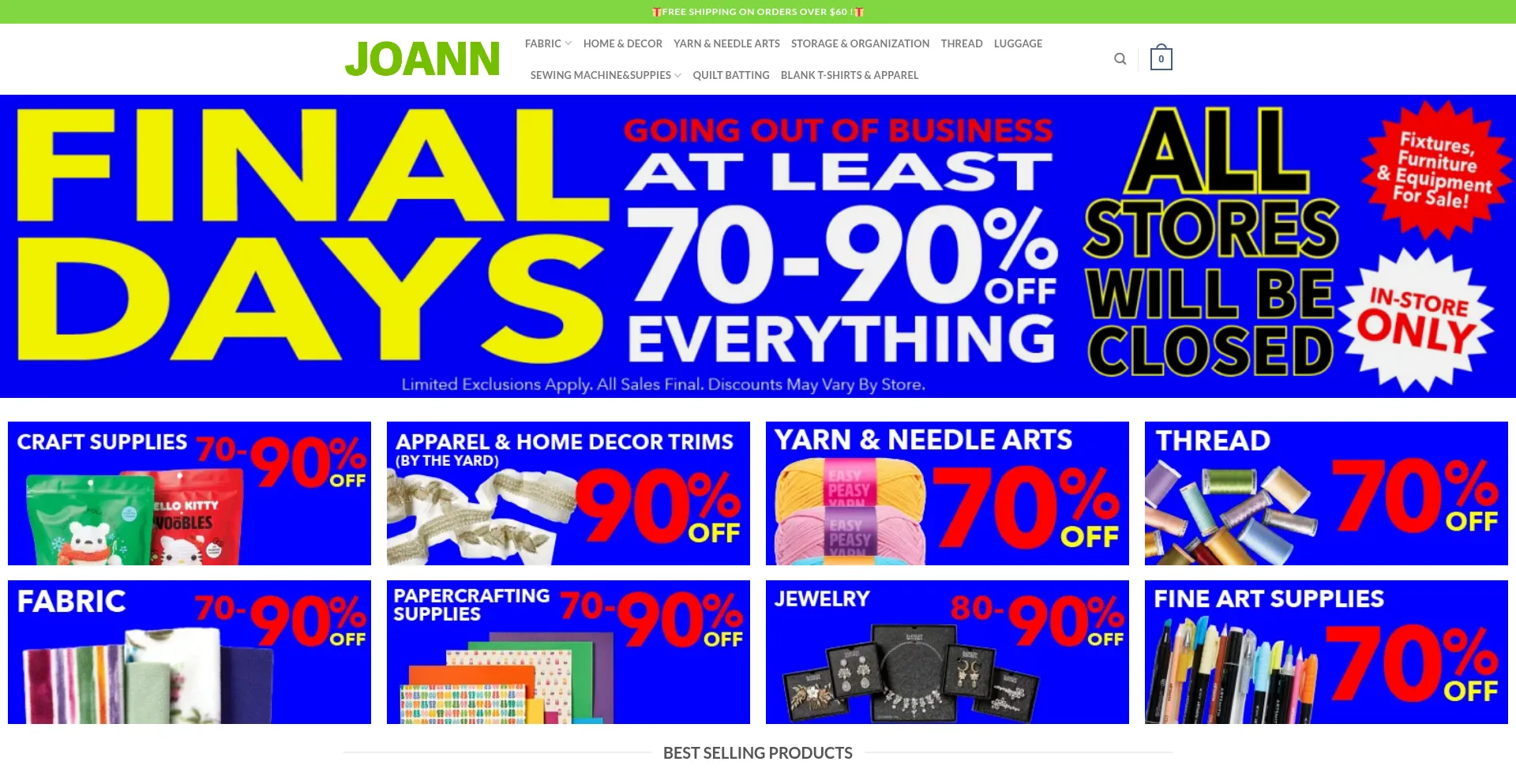 Website screenshot of Joanndecor.com