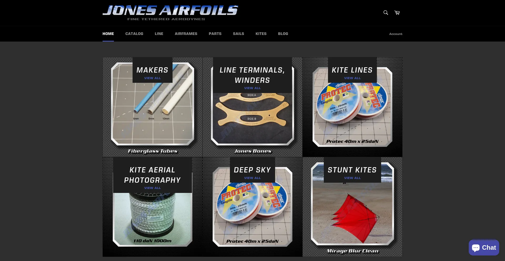Website screenshot of Jonesairfoils.com