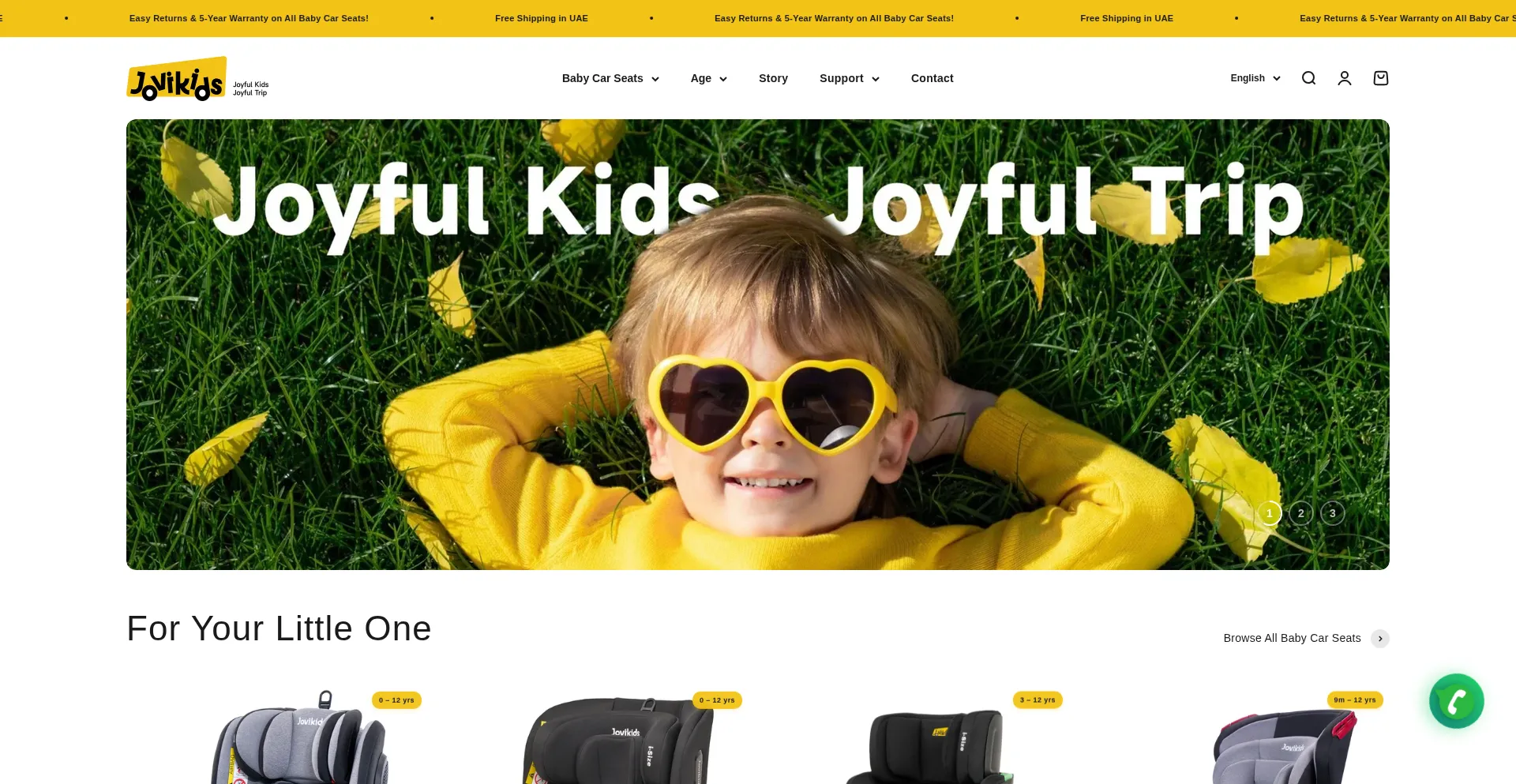 Website screenshot of Jovikids.ae