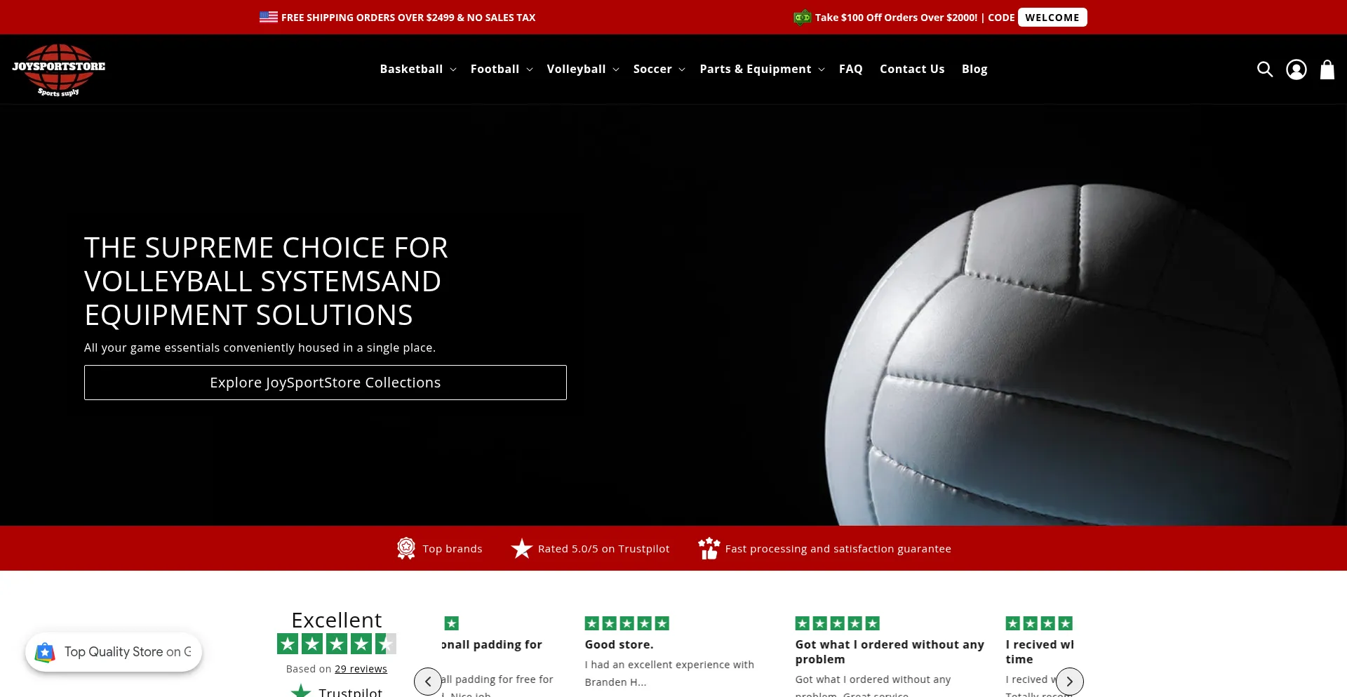 Website screenshot of Joysportstore.com