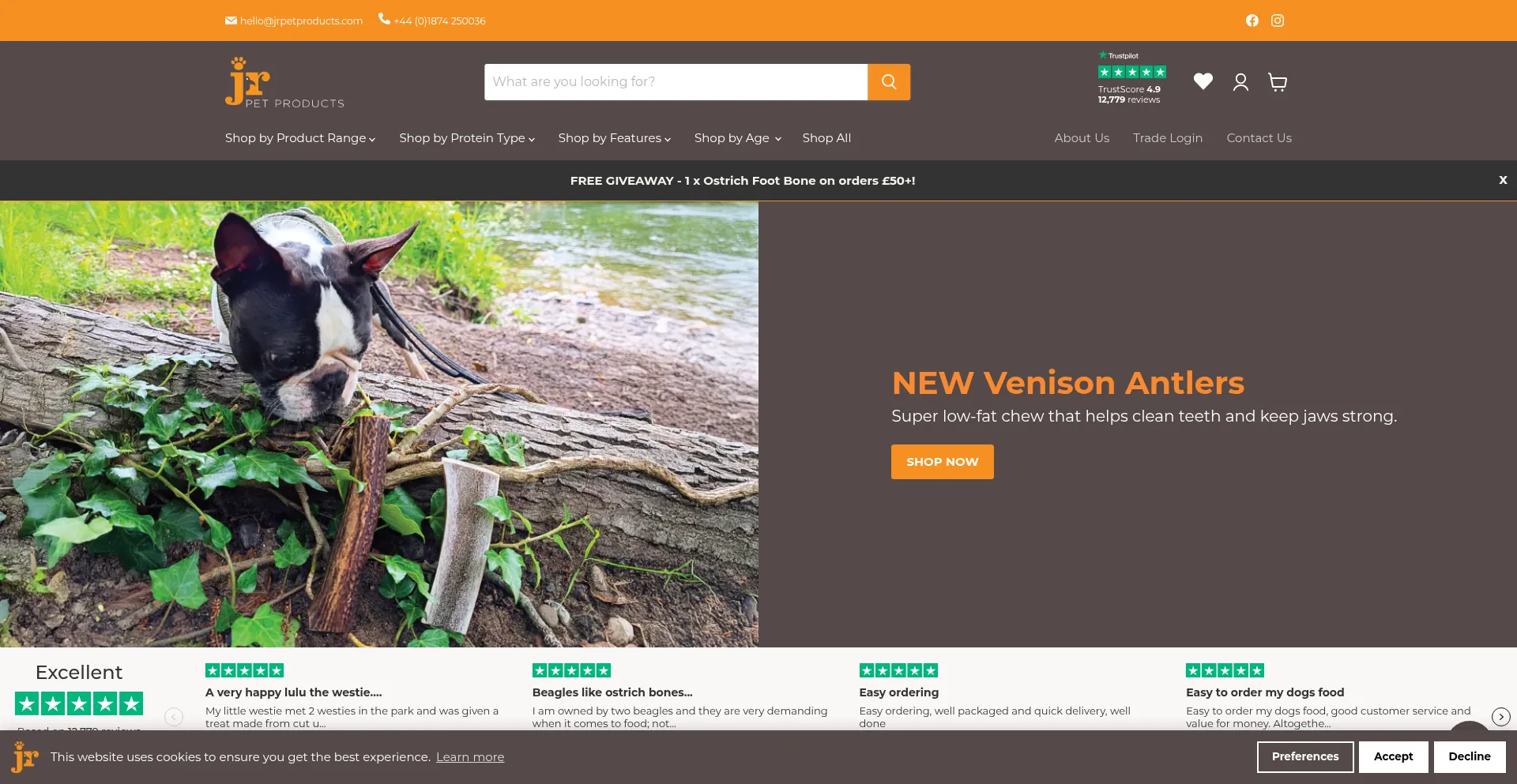 Website screenshot of Jrpetproducts.com