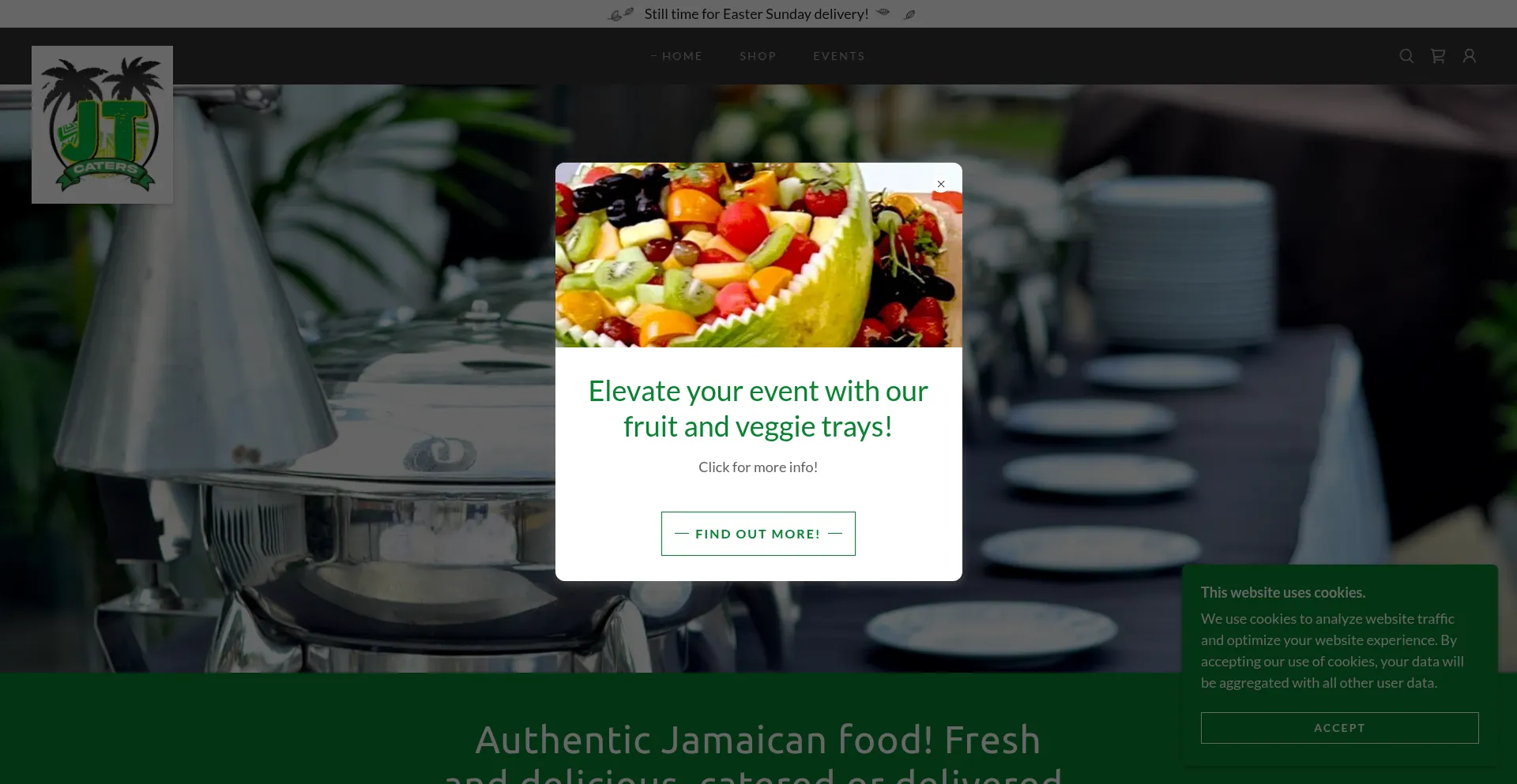 Website screenshot of Jtcaters.com