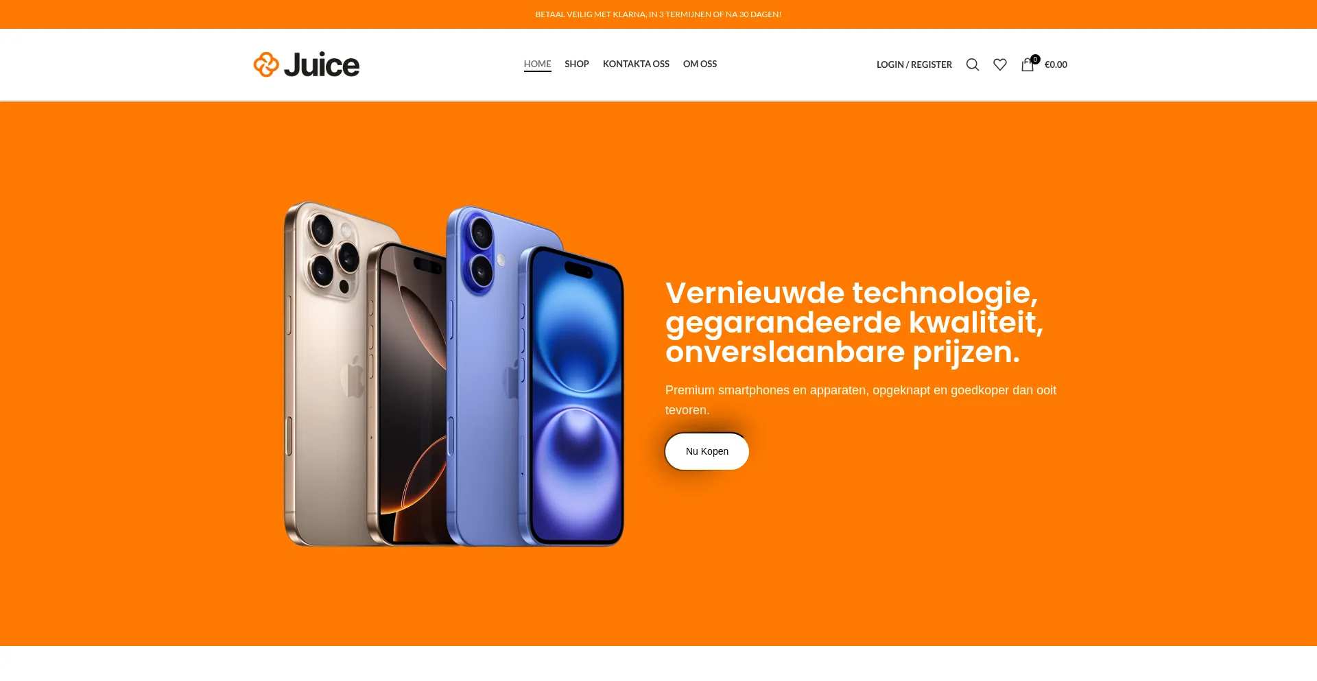 Website screenshot of Juicenetherlands.com
