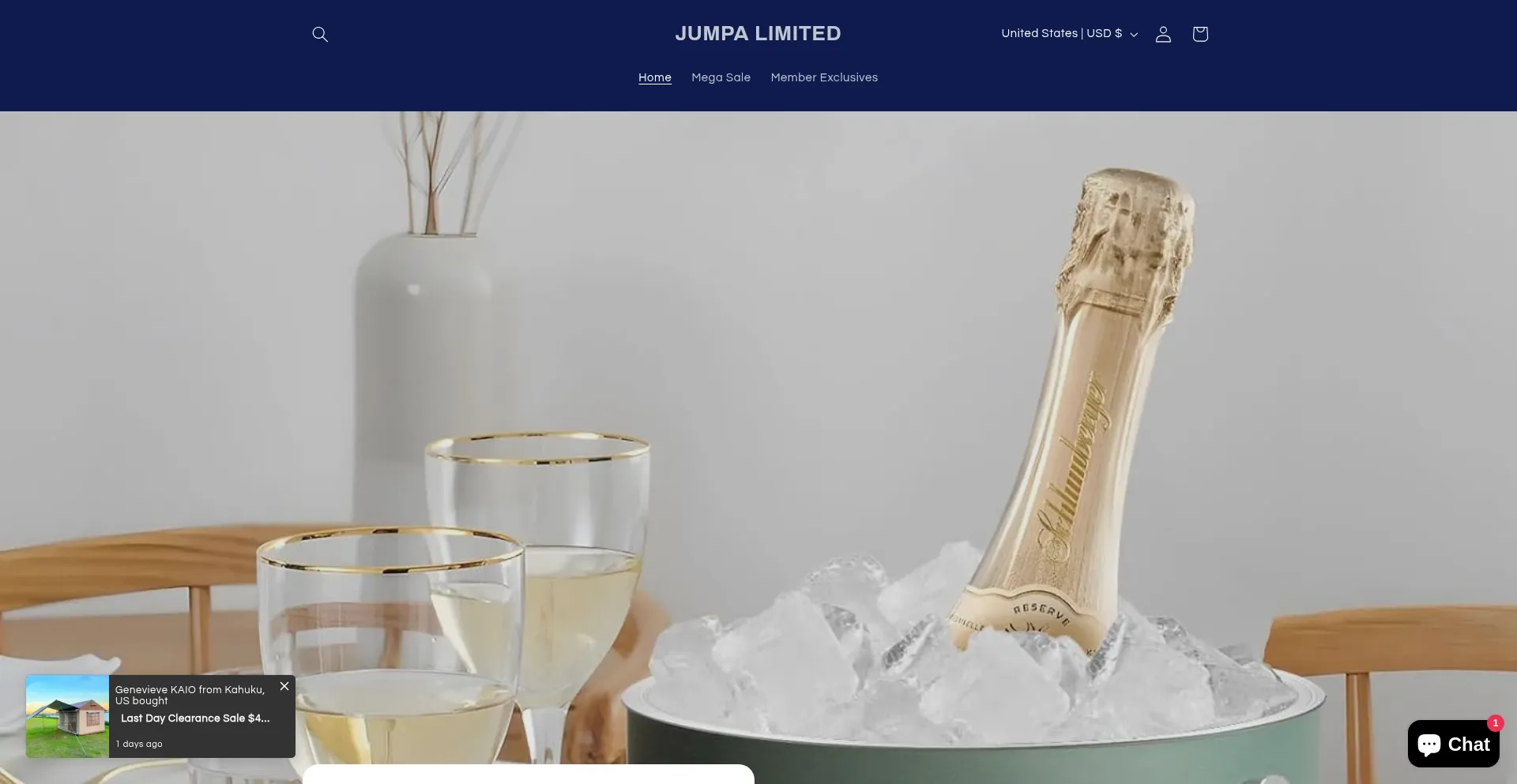 Website screenshot of Jumpalimited.shop