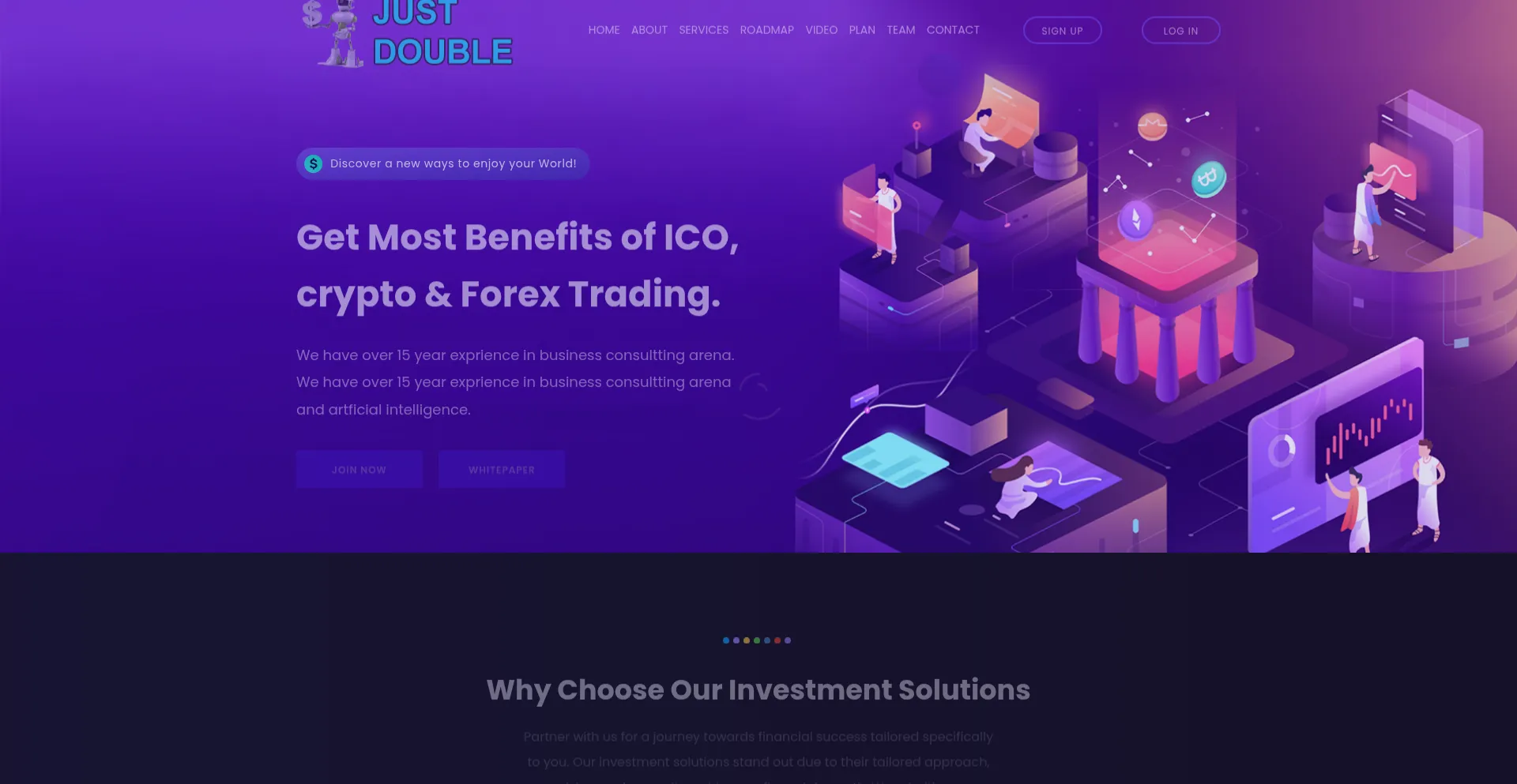 Website screenshot of Justdouble.online