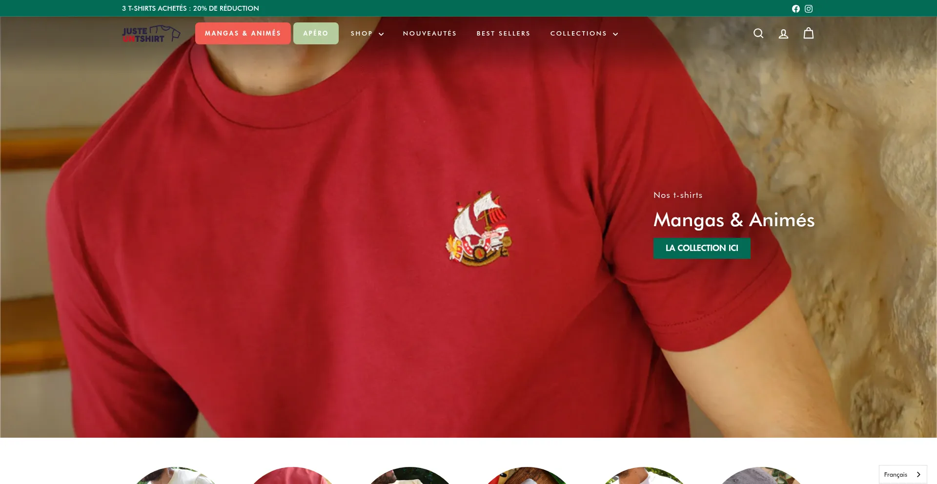 Website screenshot of Justeuntshirt.com