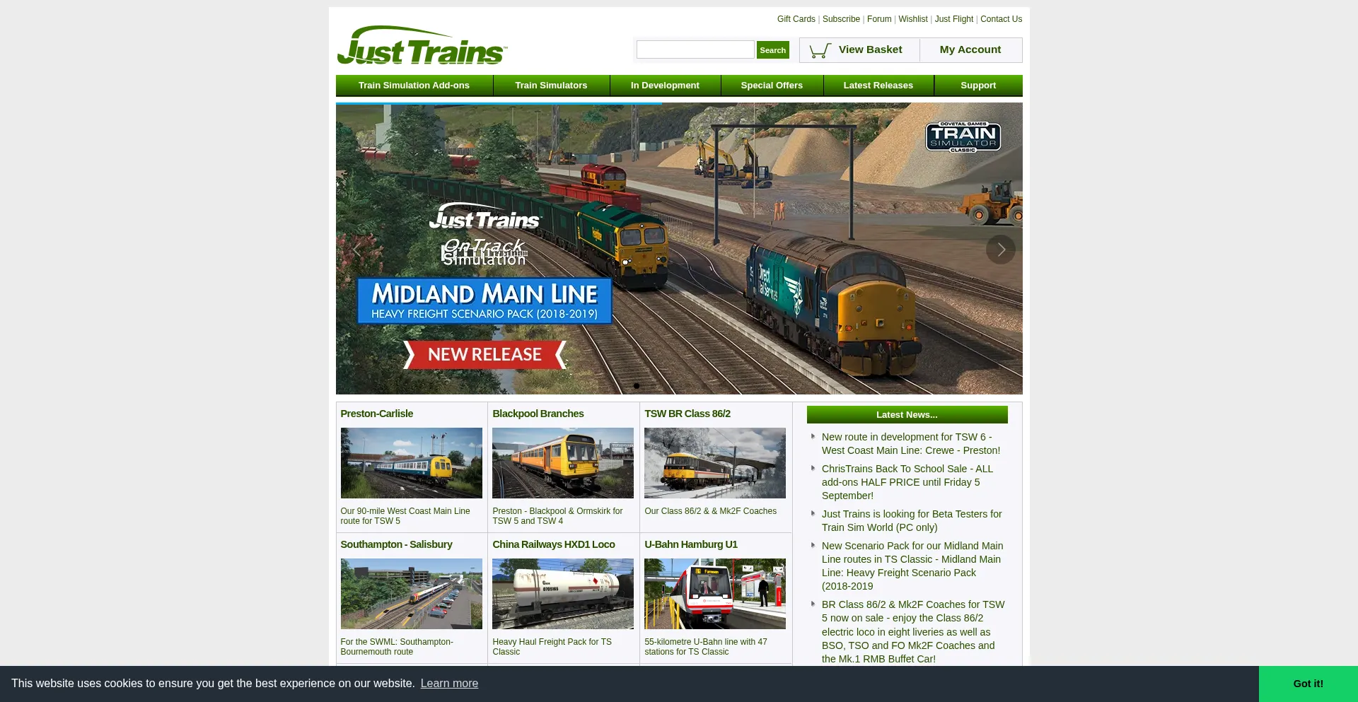 Website screenshot of Justtrains.net