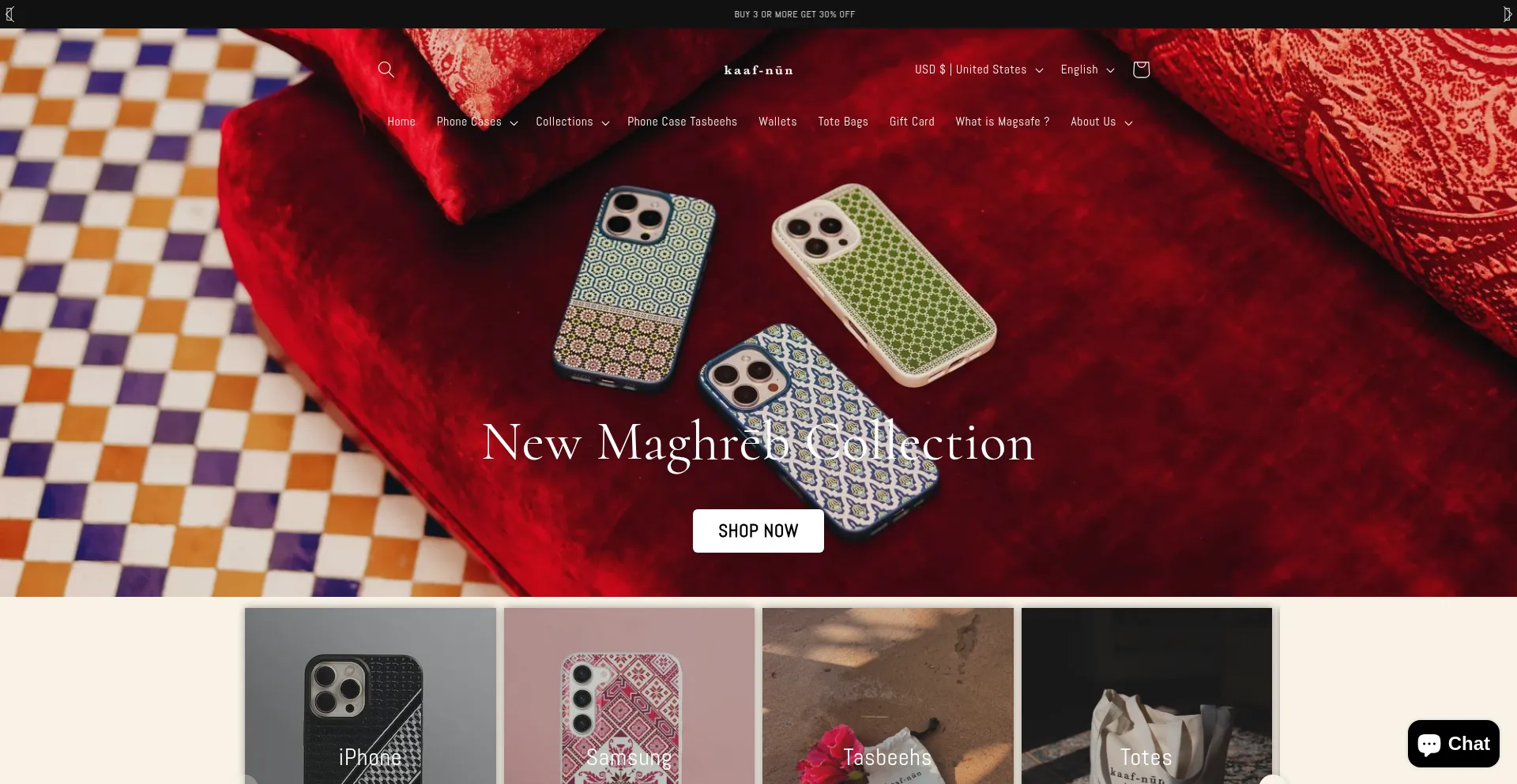 Website screenshot of Kaaf-nun.com