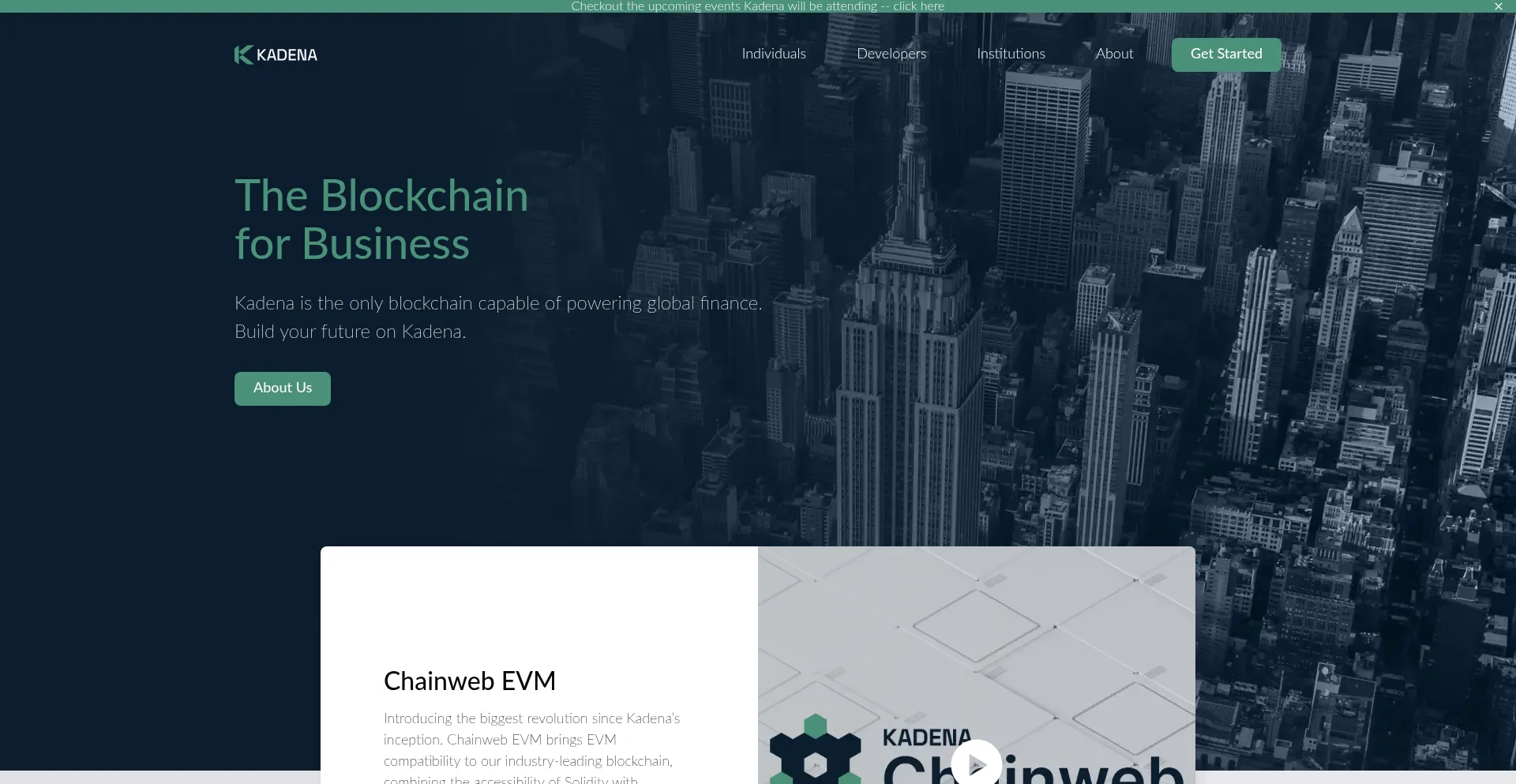 Website screenshot of Kadena.io