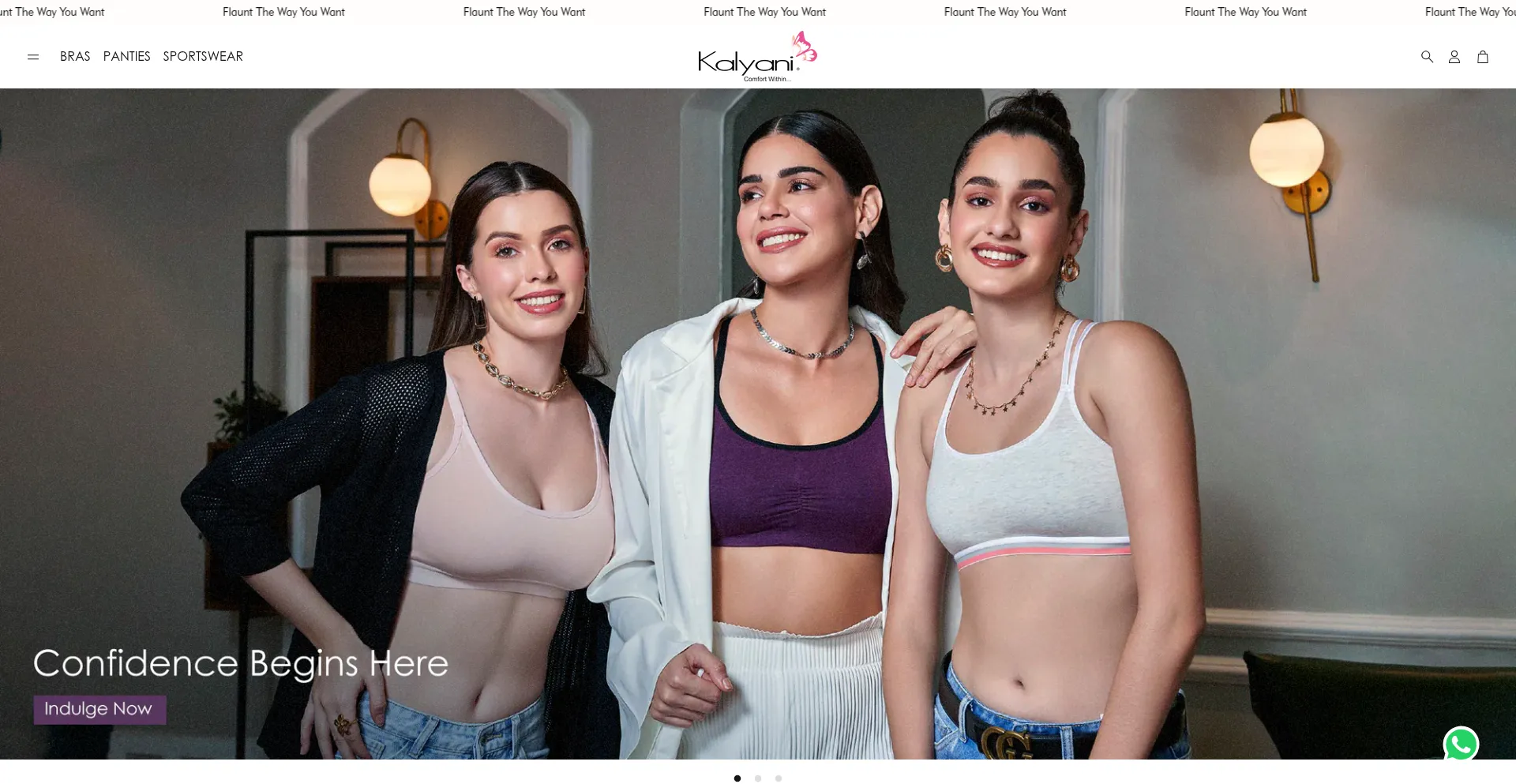 Website screenshot of Kalyaniinnerwear.com