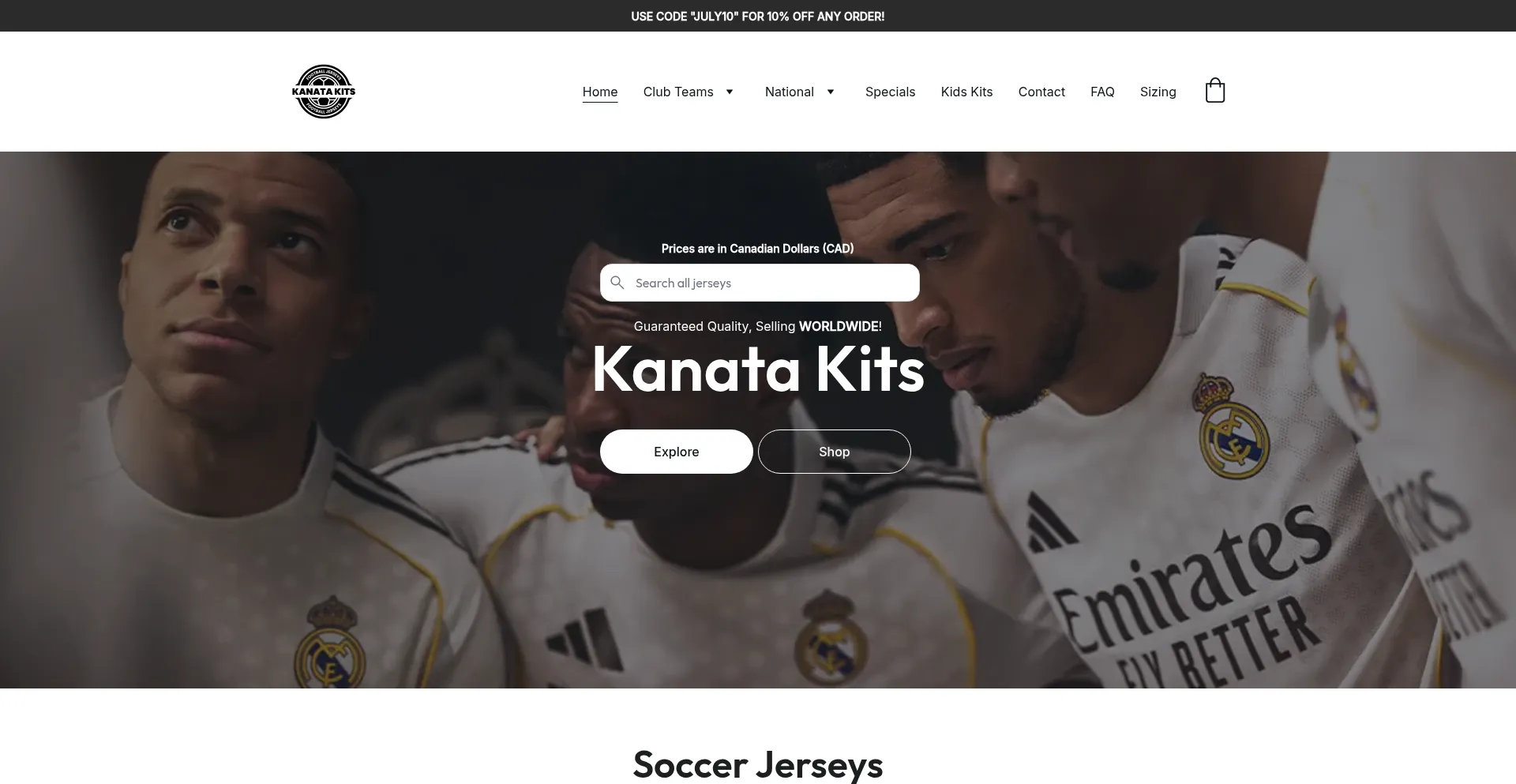 Website screenshot of Kanatakits.com