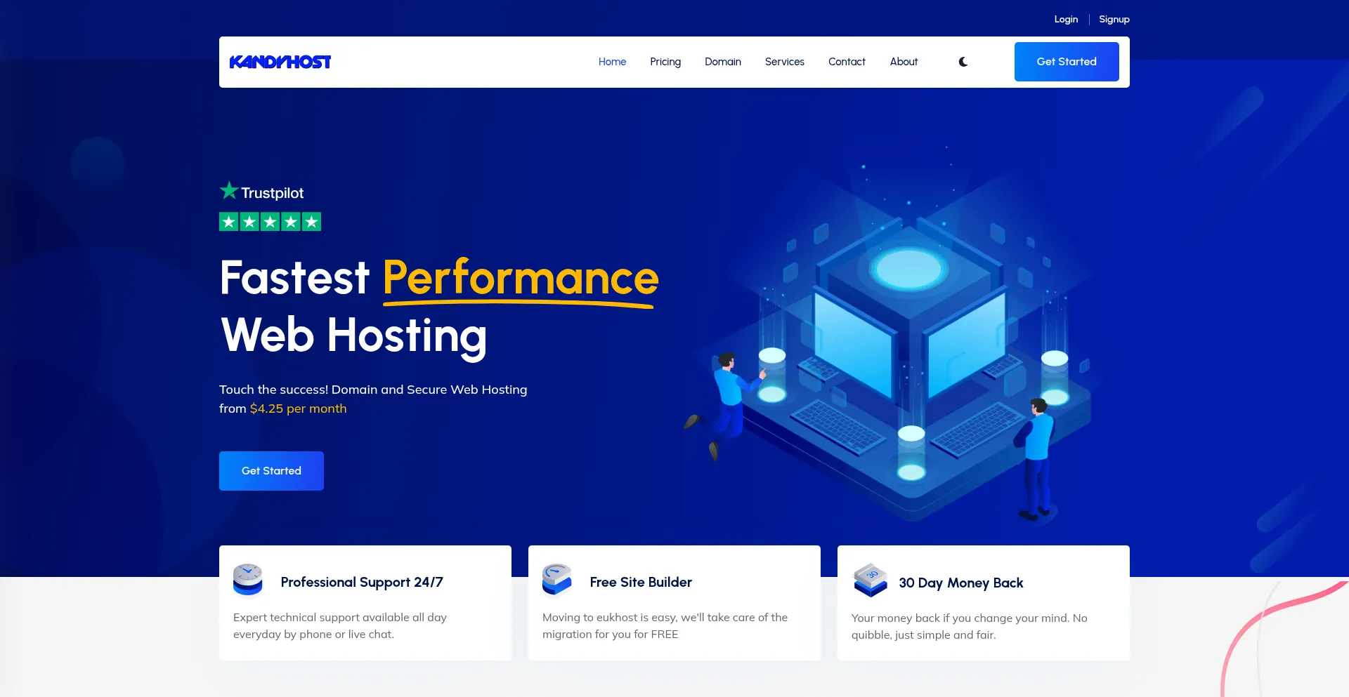 Website screenshot of Kandyhost.vip