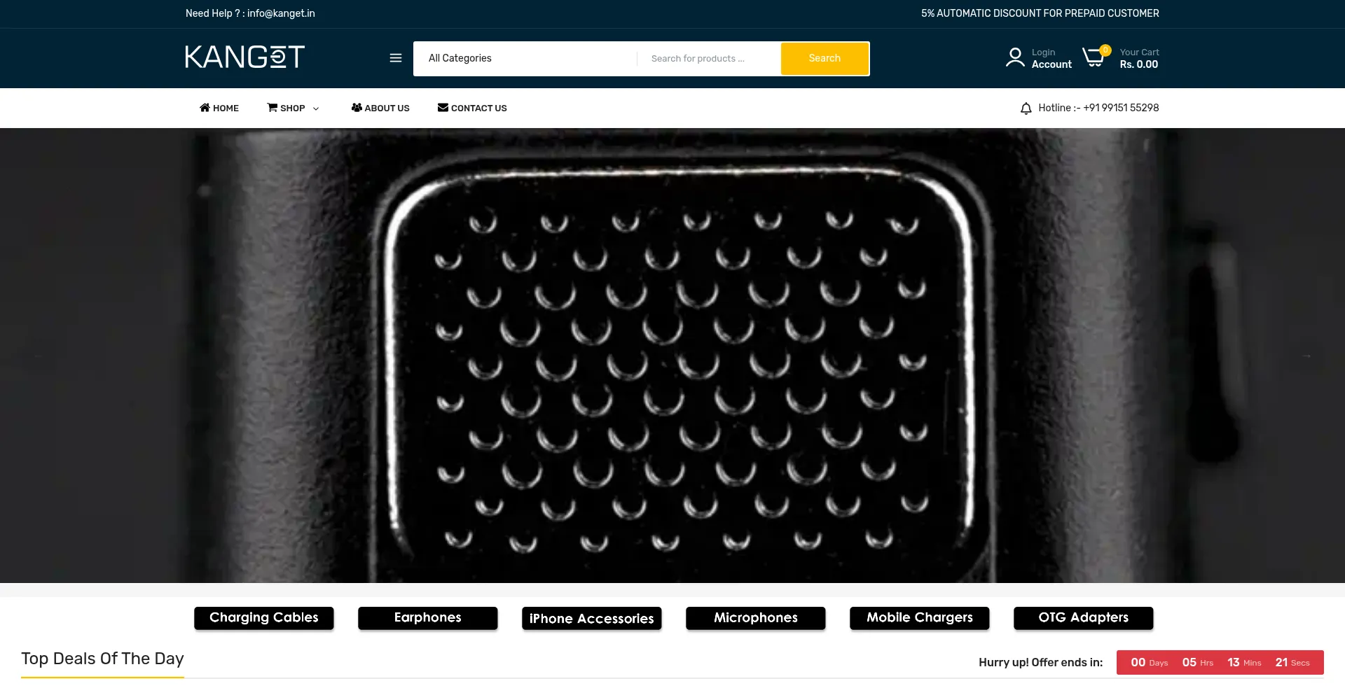 Website screenshot of Kanget.in