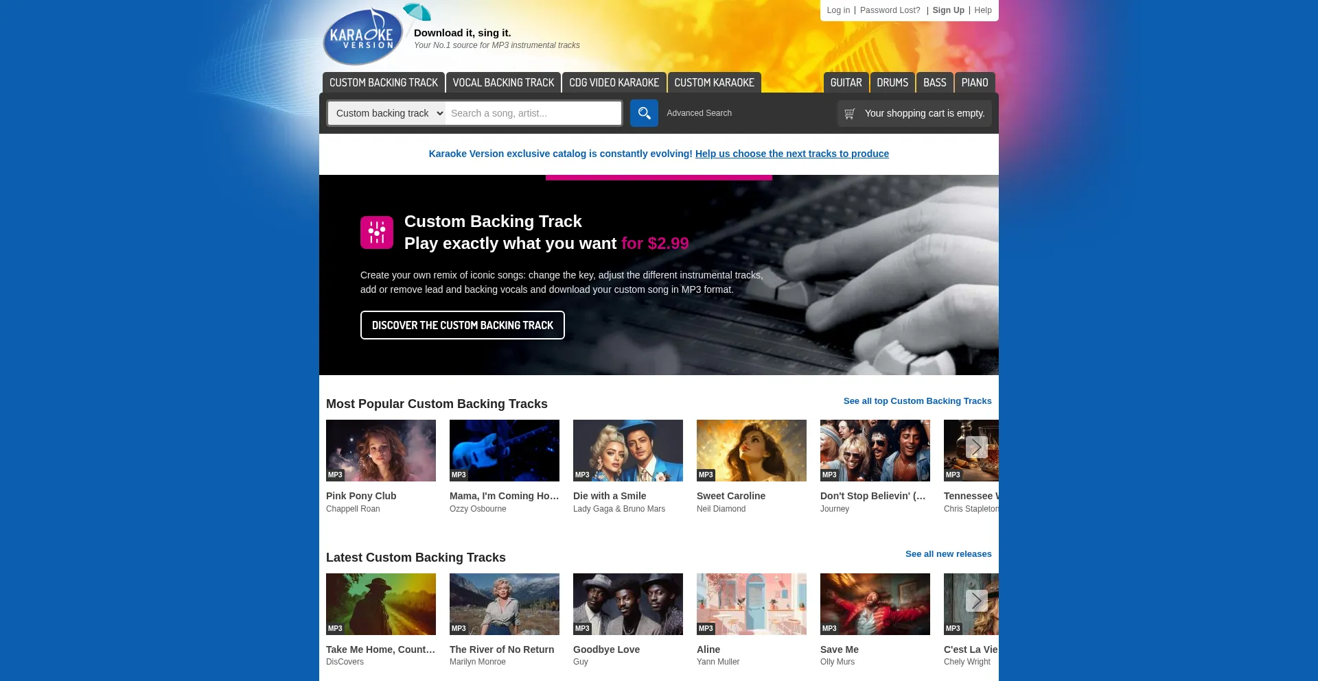 Website screenshot of Karaoke-version.com