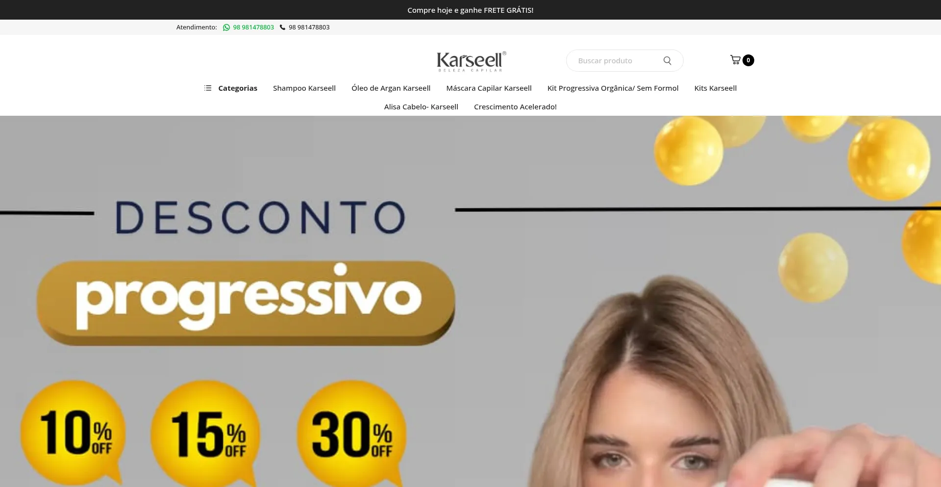Website screenshot of Karseellbelezacapilar.com.br