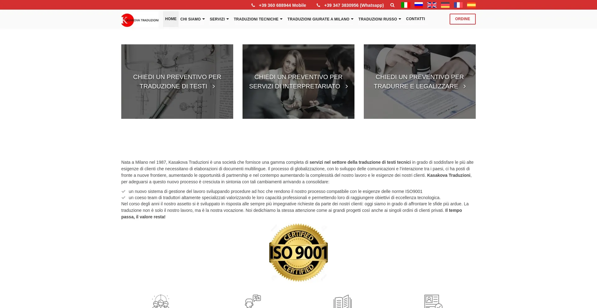 Website screenshot of Kasakovatraduzioni.it
