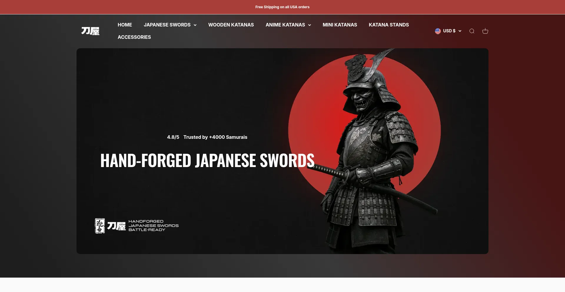 Website screenshot of Katana.store