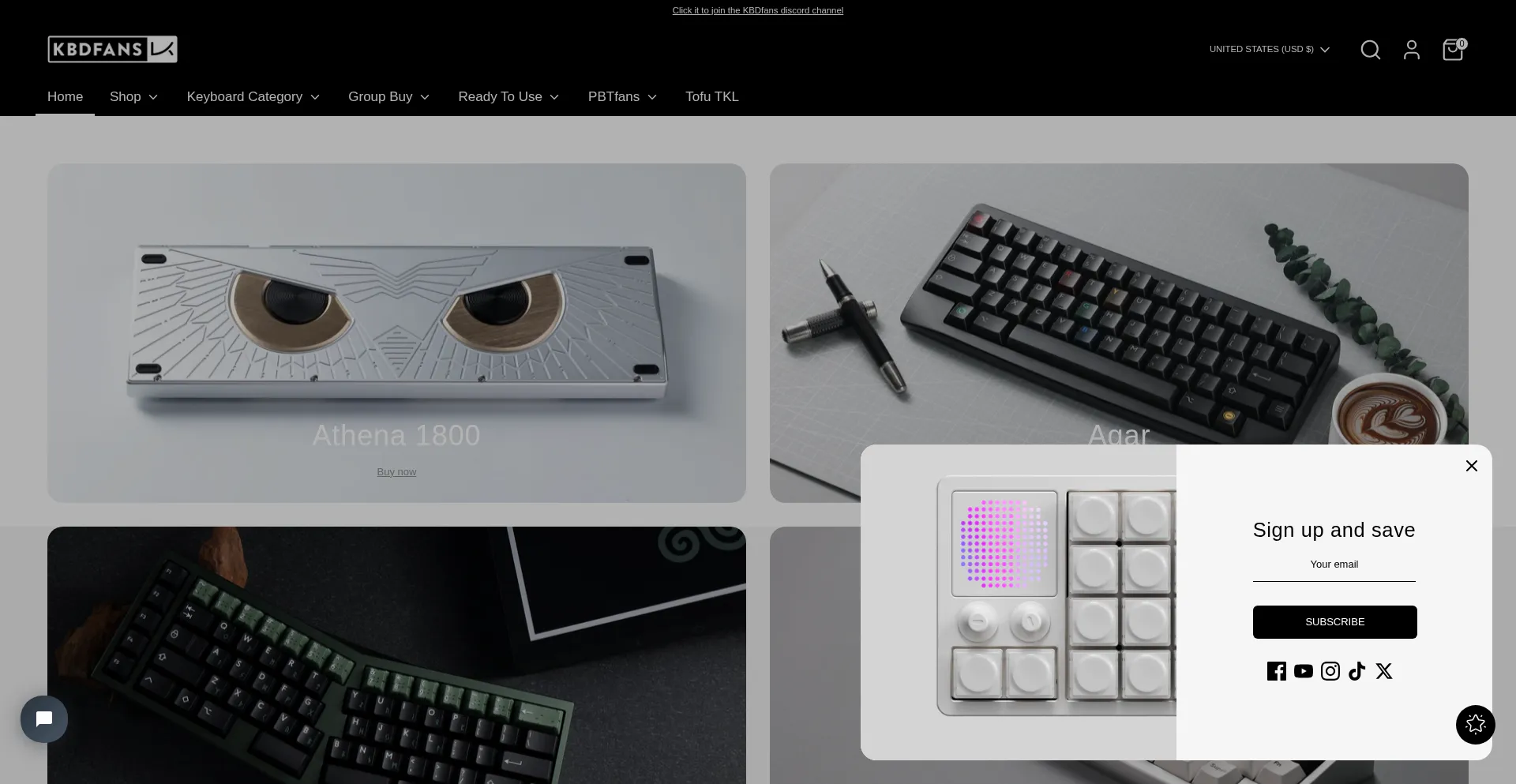Website screenshot of Kbdfans.com