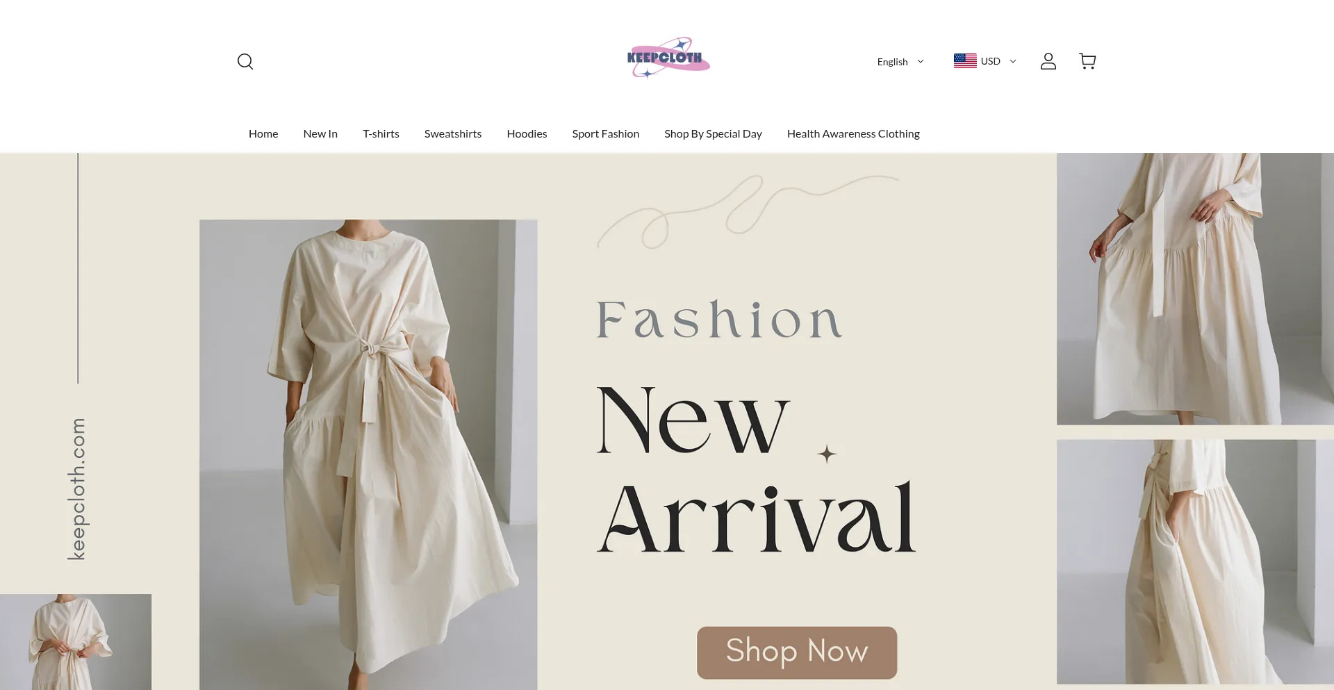 Website screenshot of Keepcloth.com