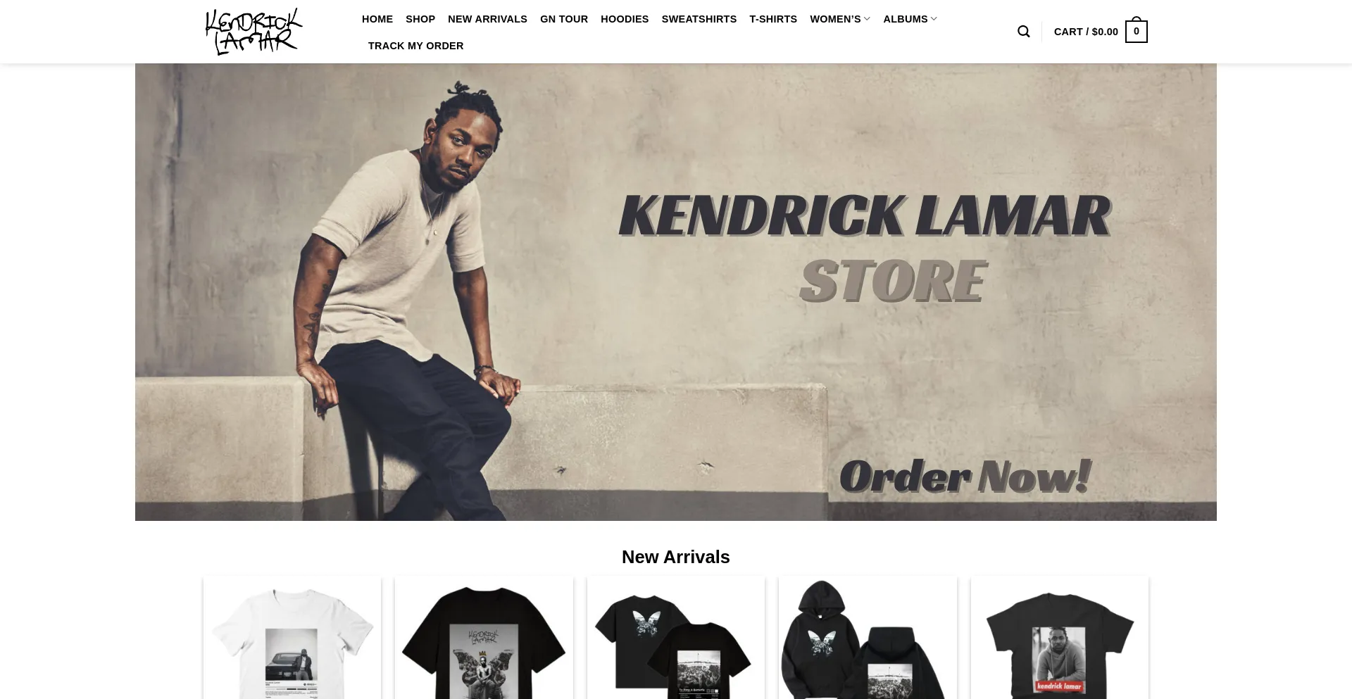 Website screenshot of Kendricklamarstore.com