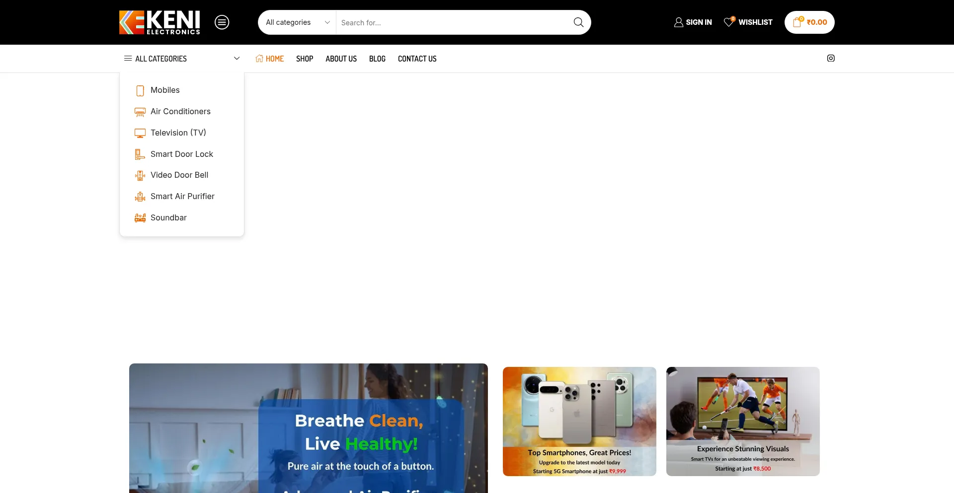 Website screenshot of Kenielectronics.com