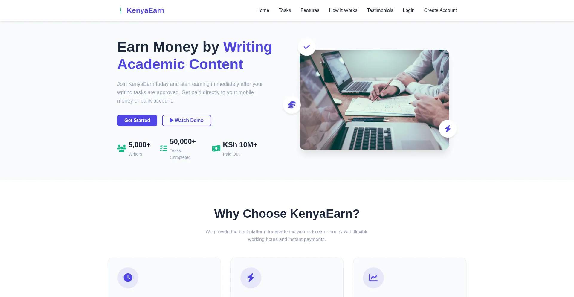 Website screenshot of Kenyaearn.co.ke