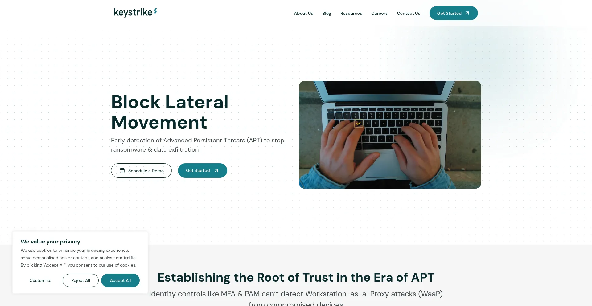 Website screenshot of Keystrike.com