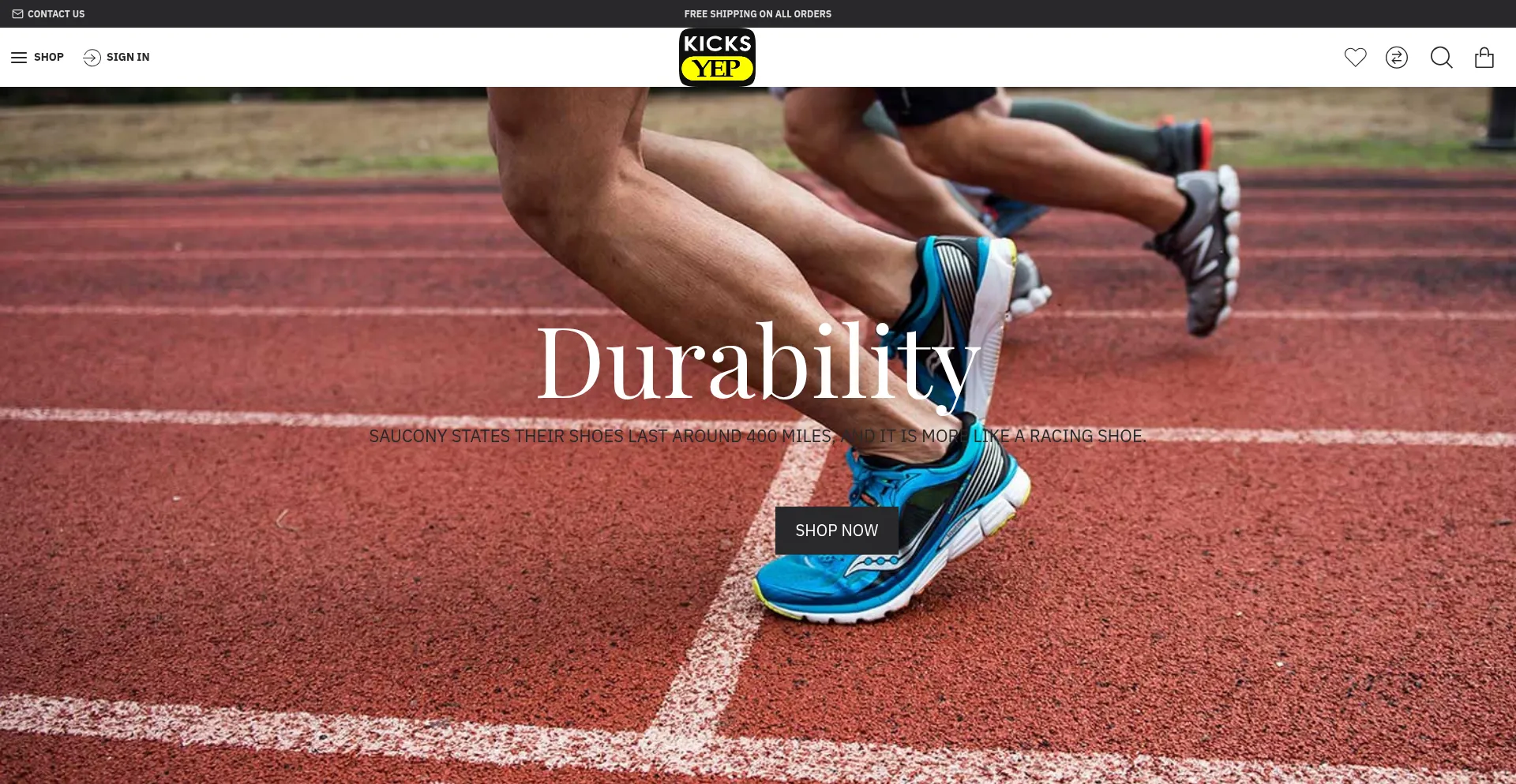 Website screenshot of Kicksyep.com