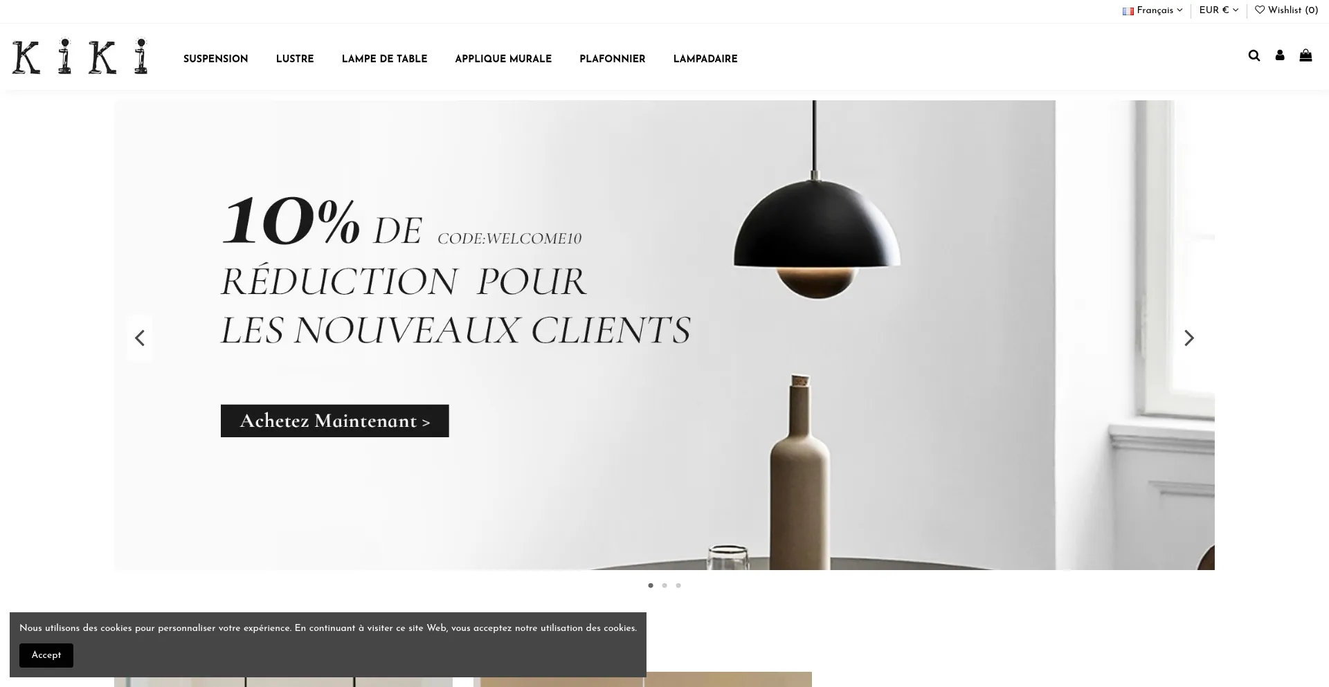 Website screenshot of Kikilighting.fr