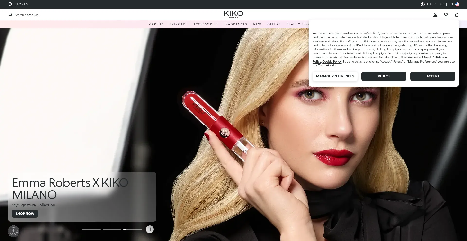 Website screenshot of Kikocosmetics.com