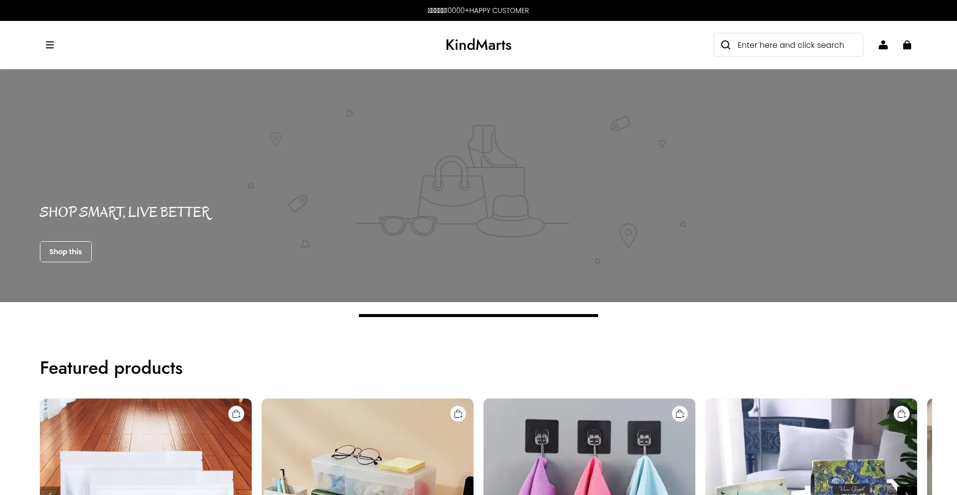 Website screenshot of Kindmarts.zeviashop.com