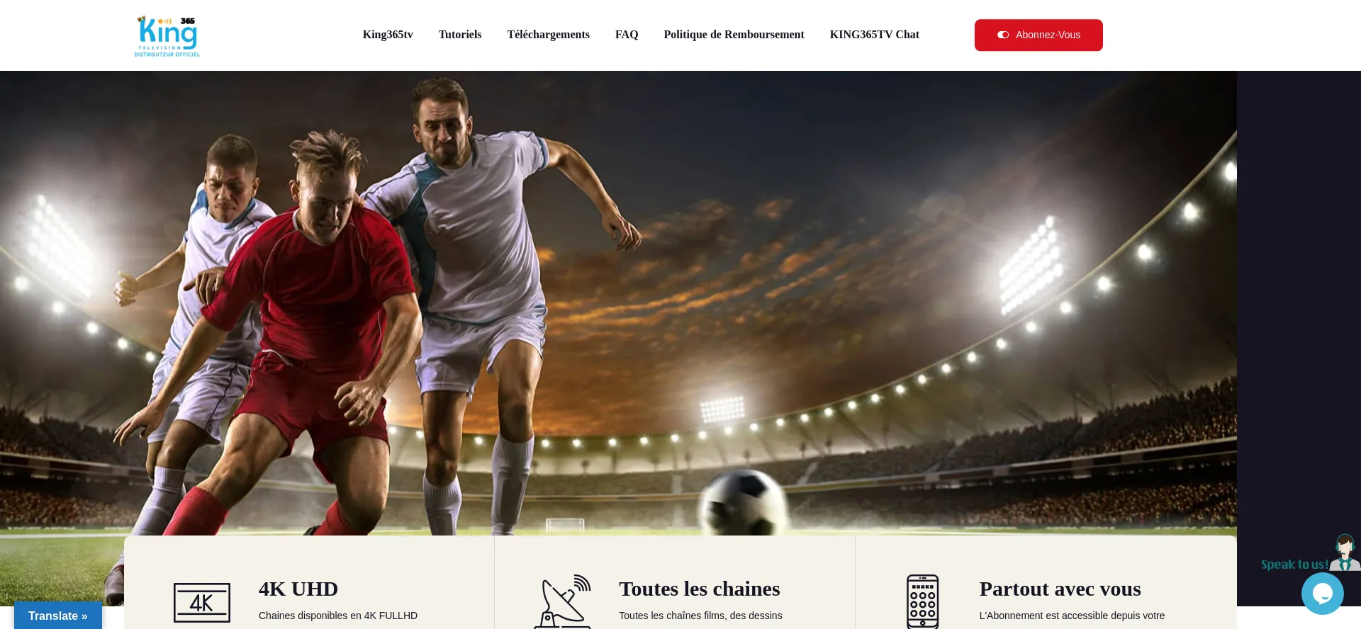 Website screenshot of King365tv.online