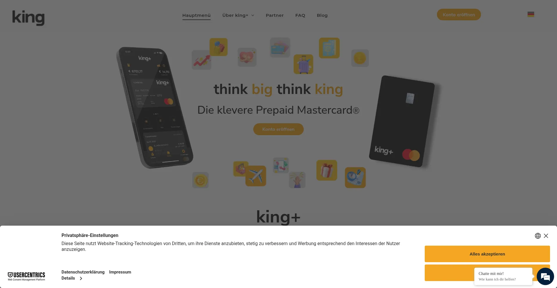 Website screenshot of Kingcard.eu