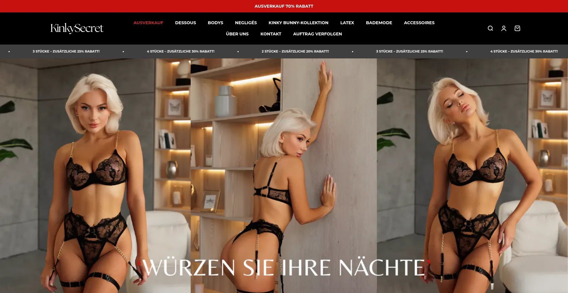 Website screenshot of Kinky-secret.com