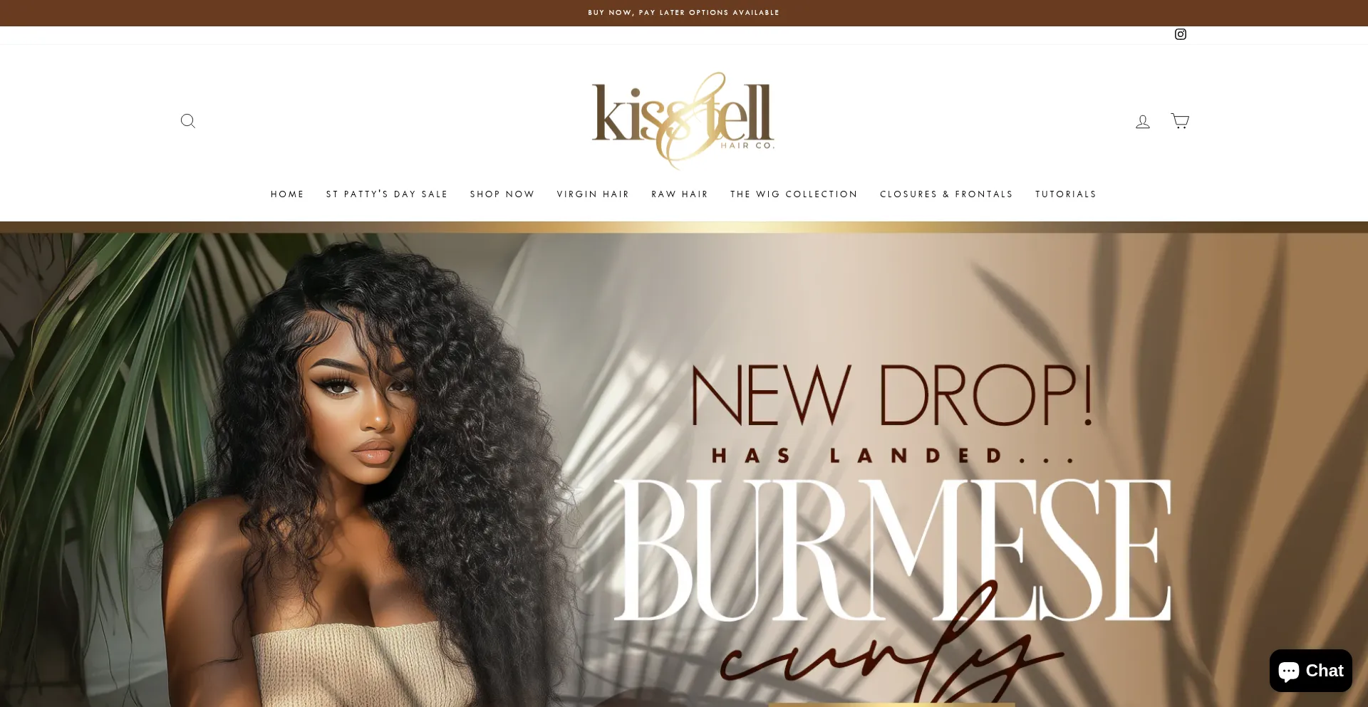 Website screenshot of Kissandtellhairco.com