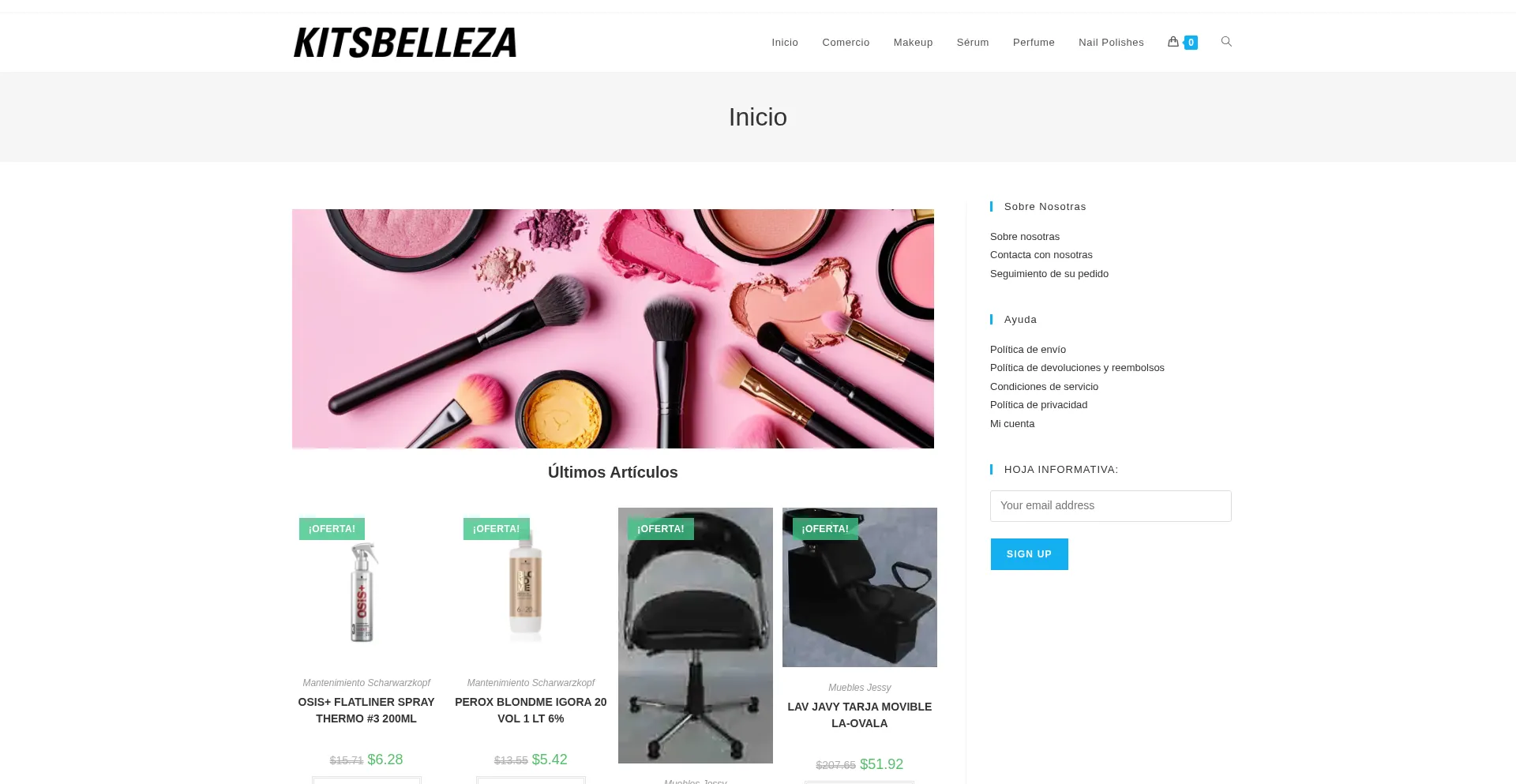 Website screenshot of Kitsbelleza.com