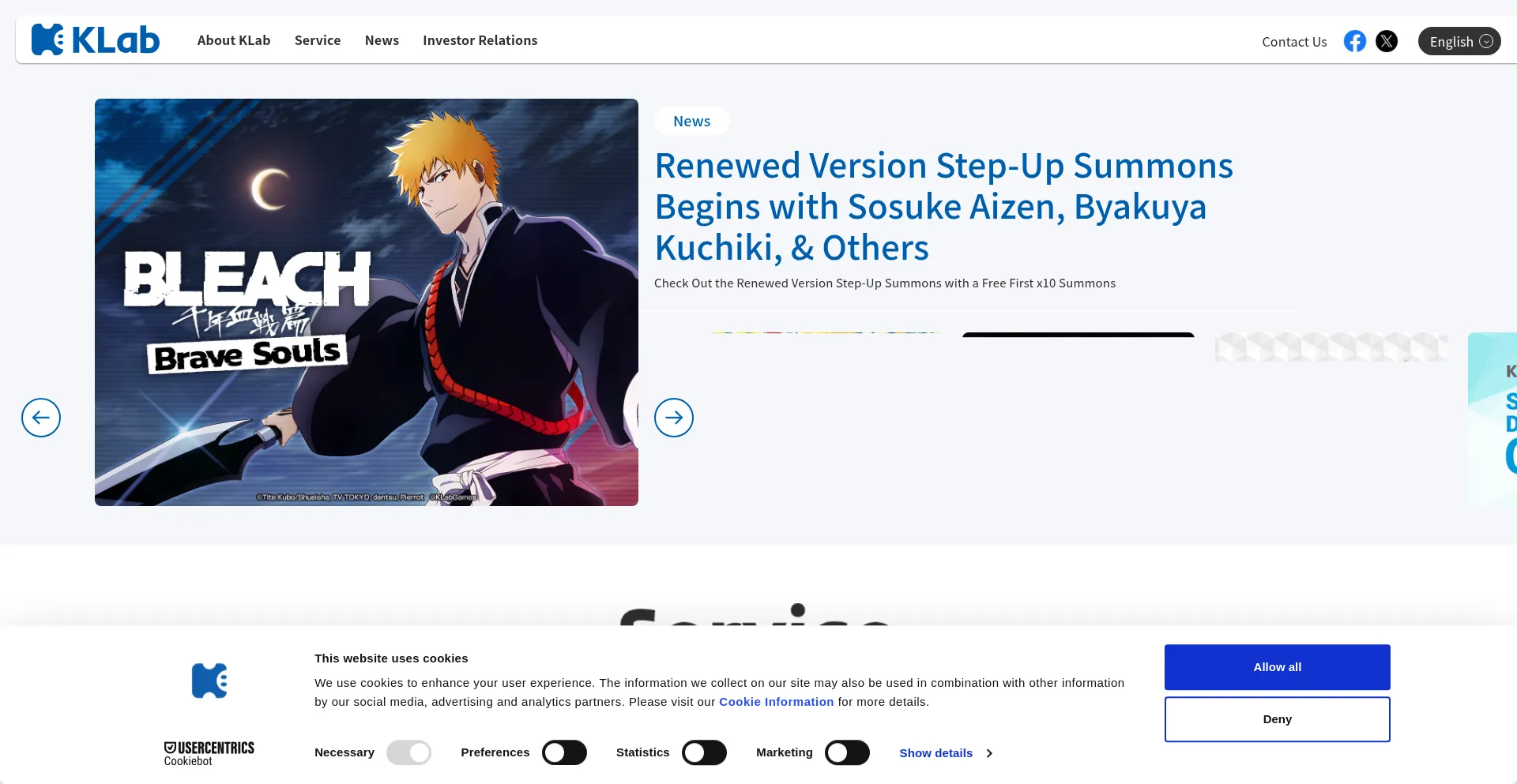 Website screenshot of Klab.com