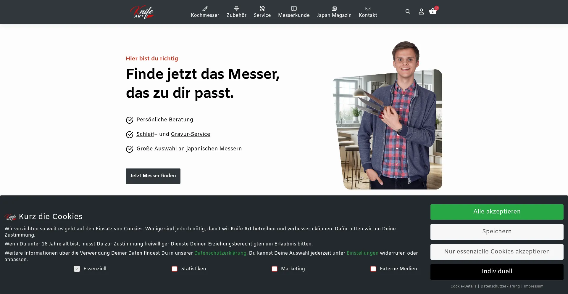 Website screenshot of Knife-art.de