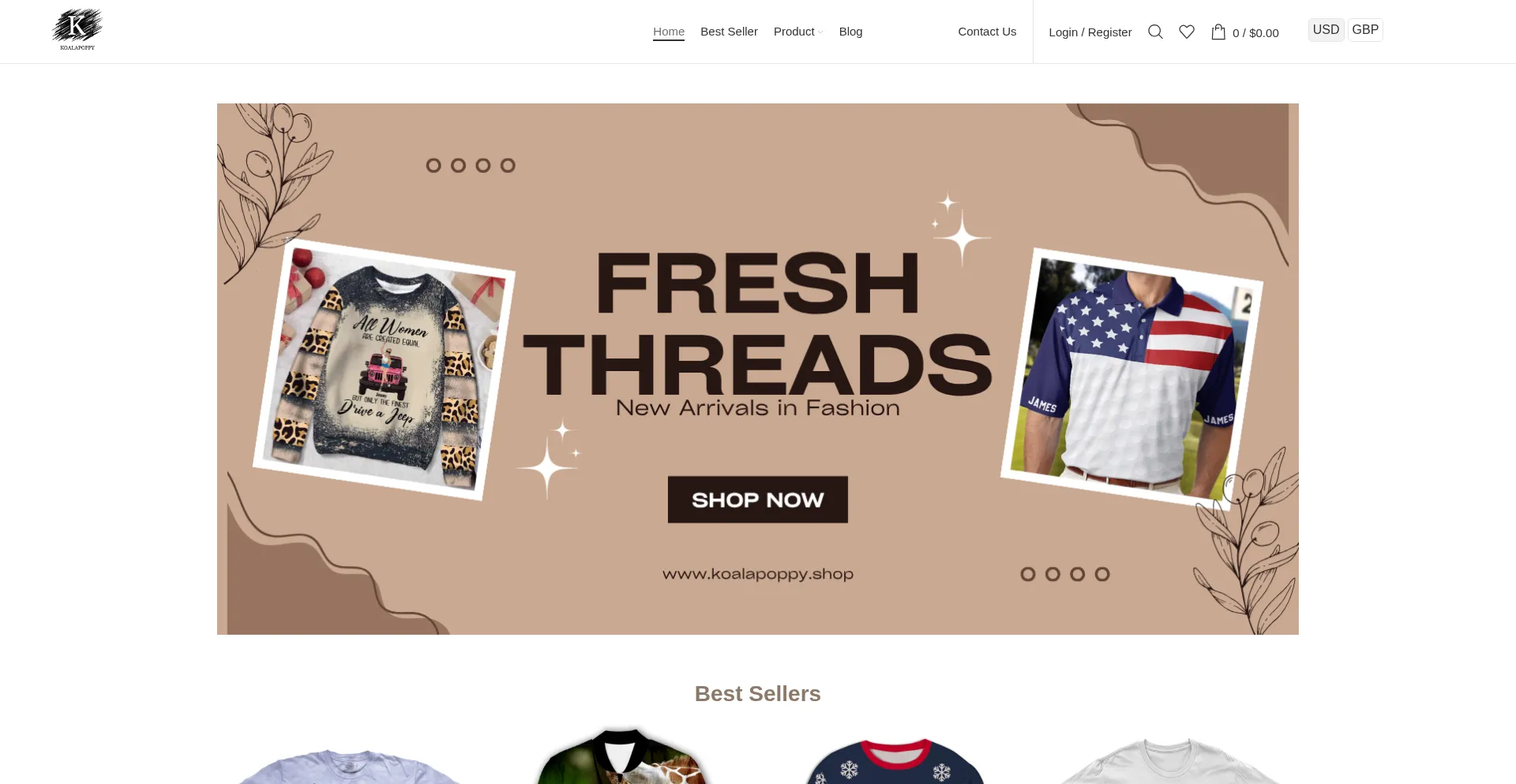Website screenshot of Koalapoppy.shop