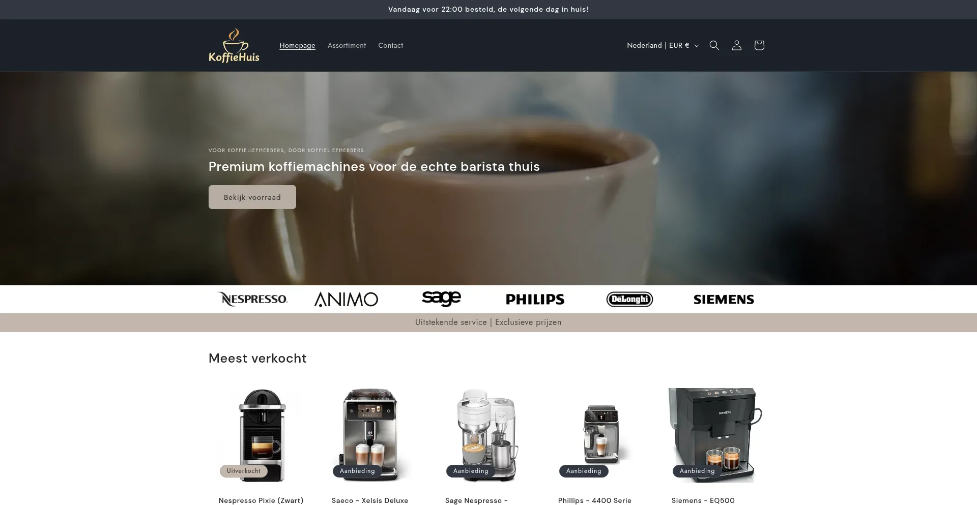 Website screenshot of Koffie-huis.com