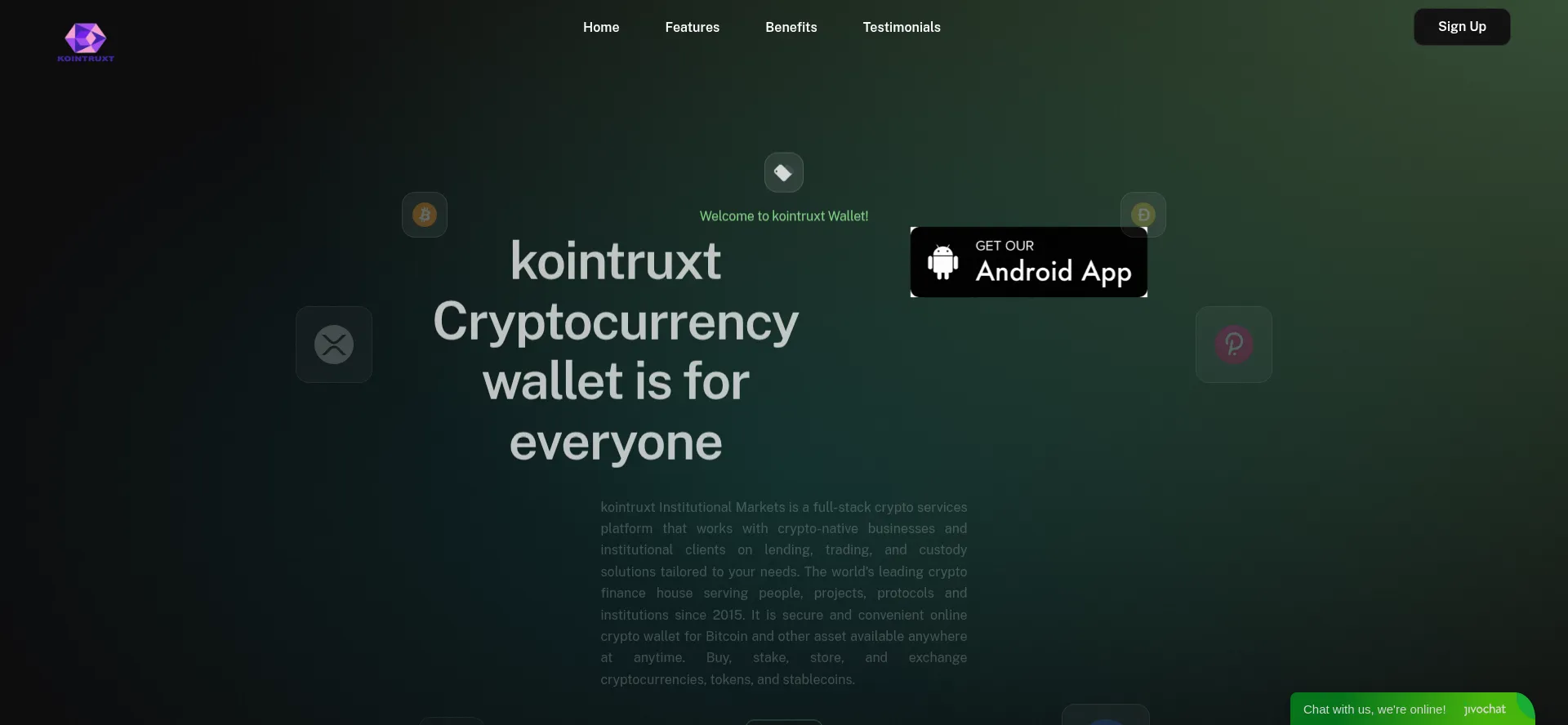 Website screenshot of Kointruxt.com