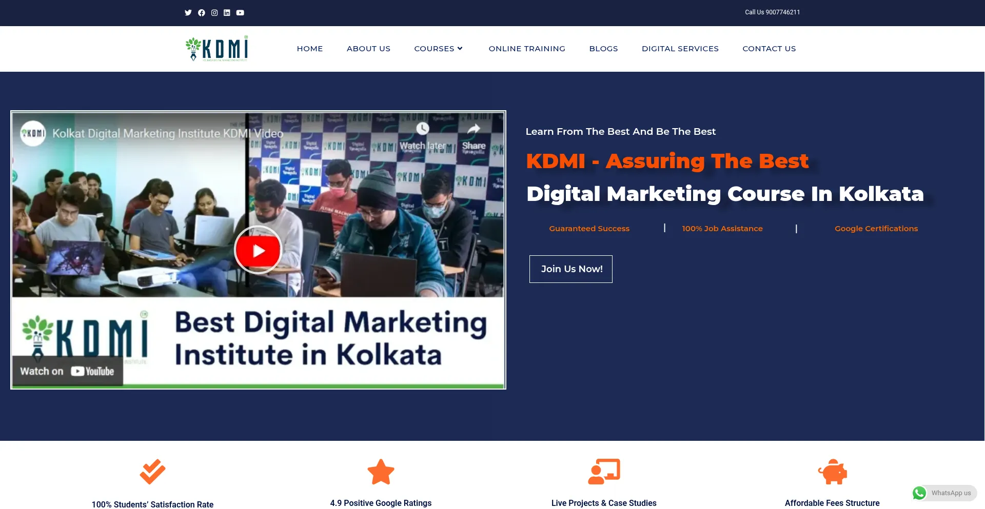 Website screenshot of Kolkatadigitalmarketinginstitute.com
