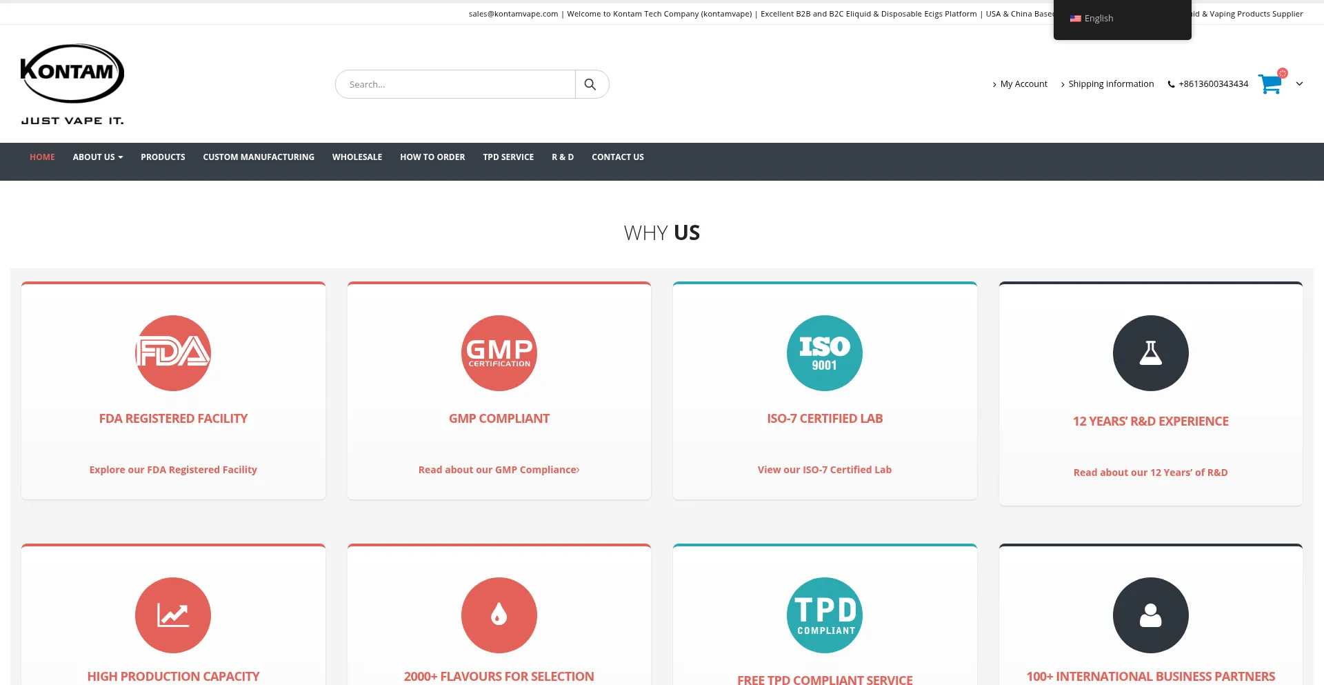 Website screenshot of Kontamvape.com