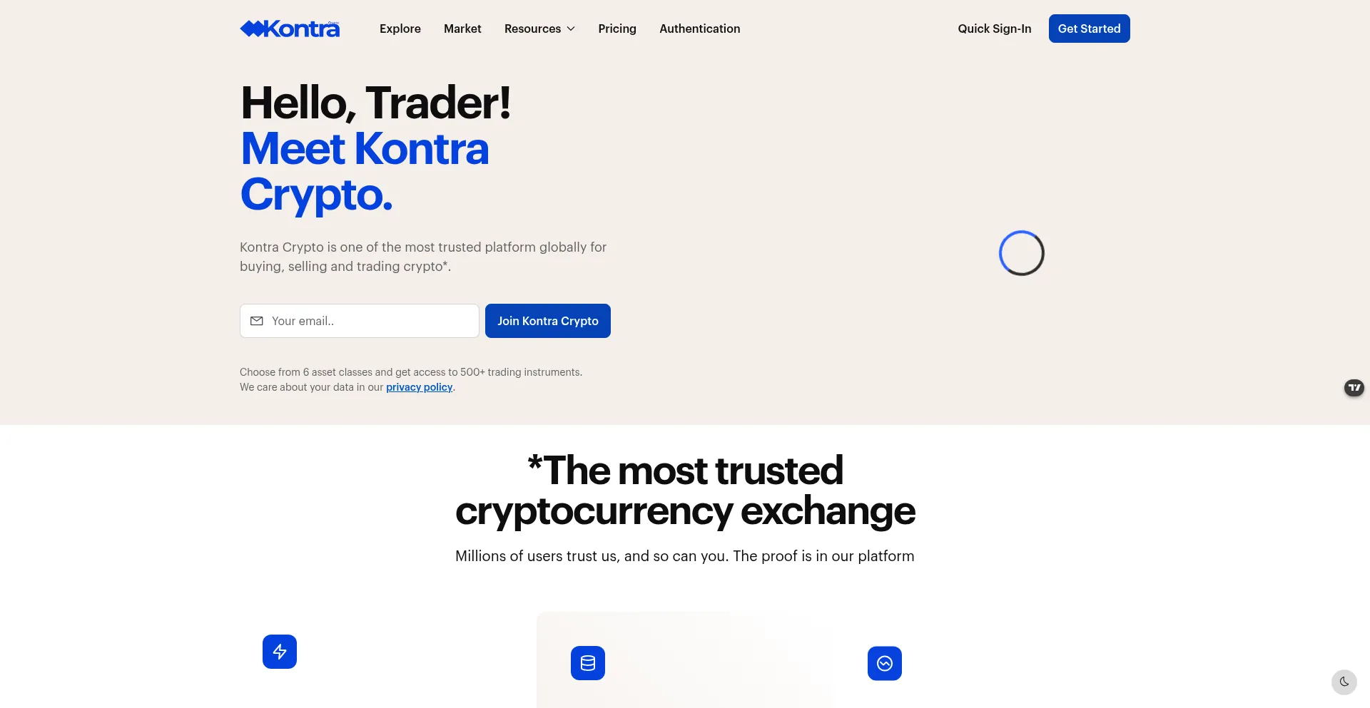 Website screenshot of Kontracrypto.com