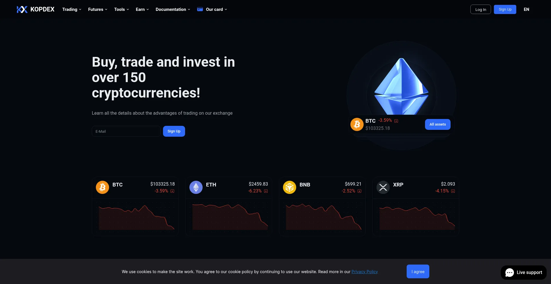 Website screenshot of Kopdex.com