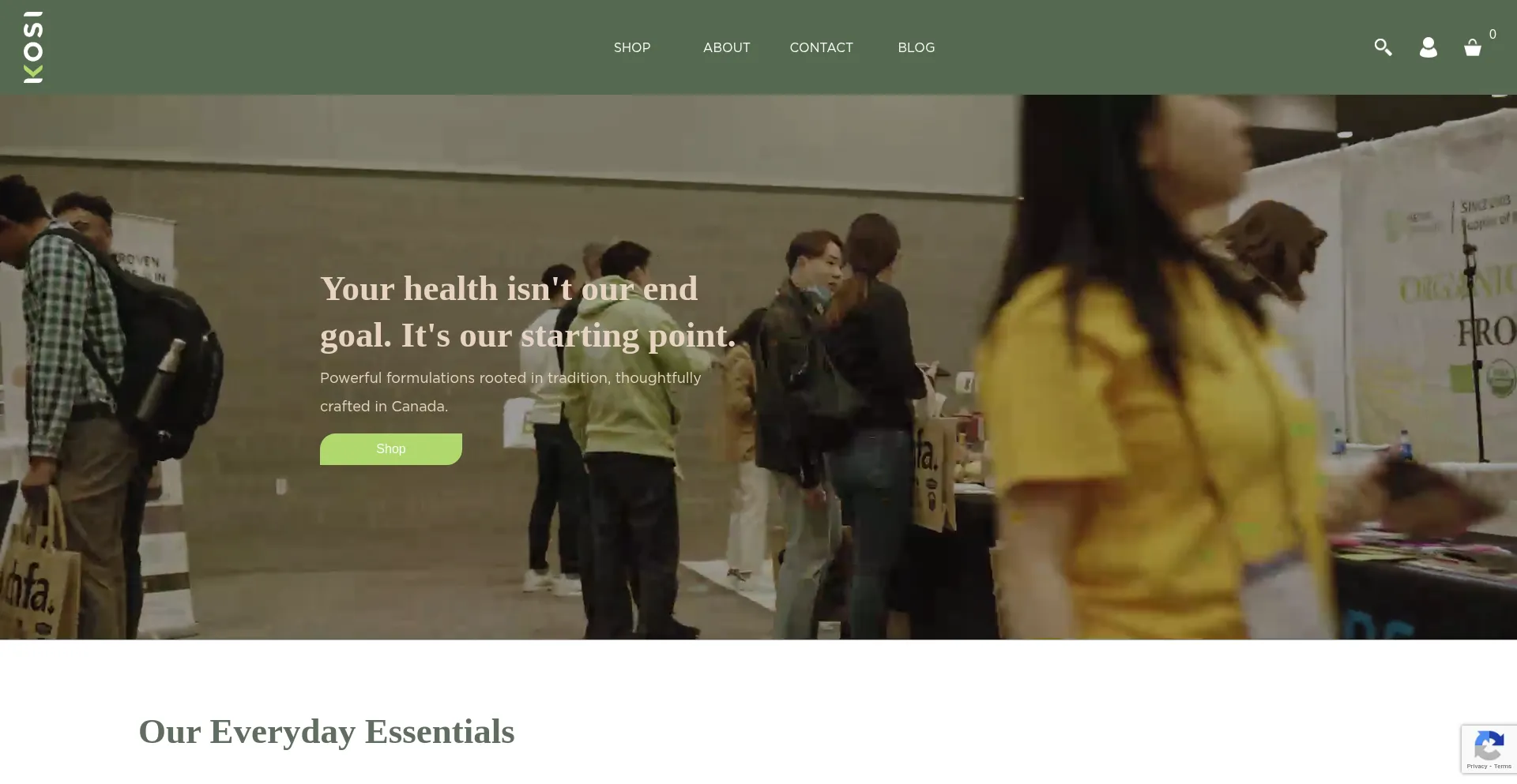 Website screenshot of Kosiwellness.com
