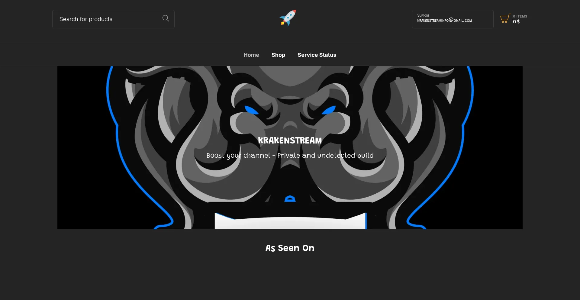 Website screenshot of Krakenstream.com